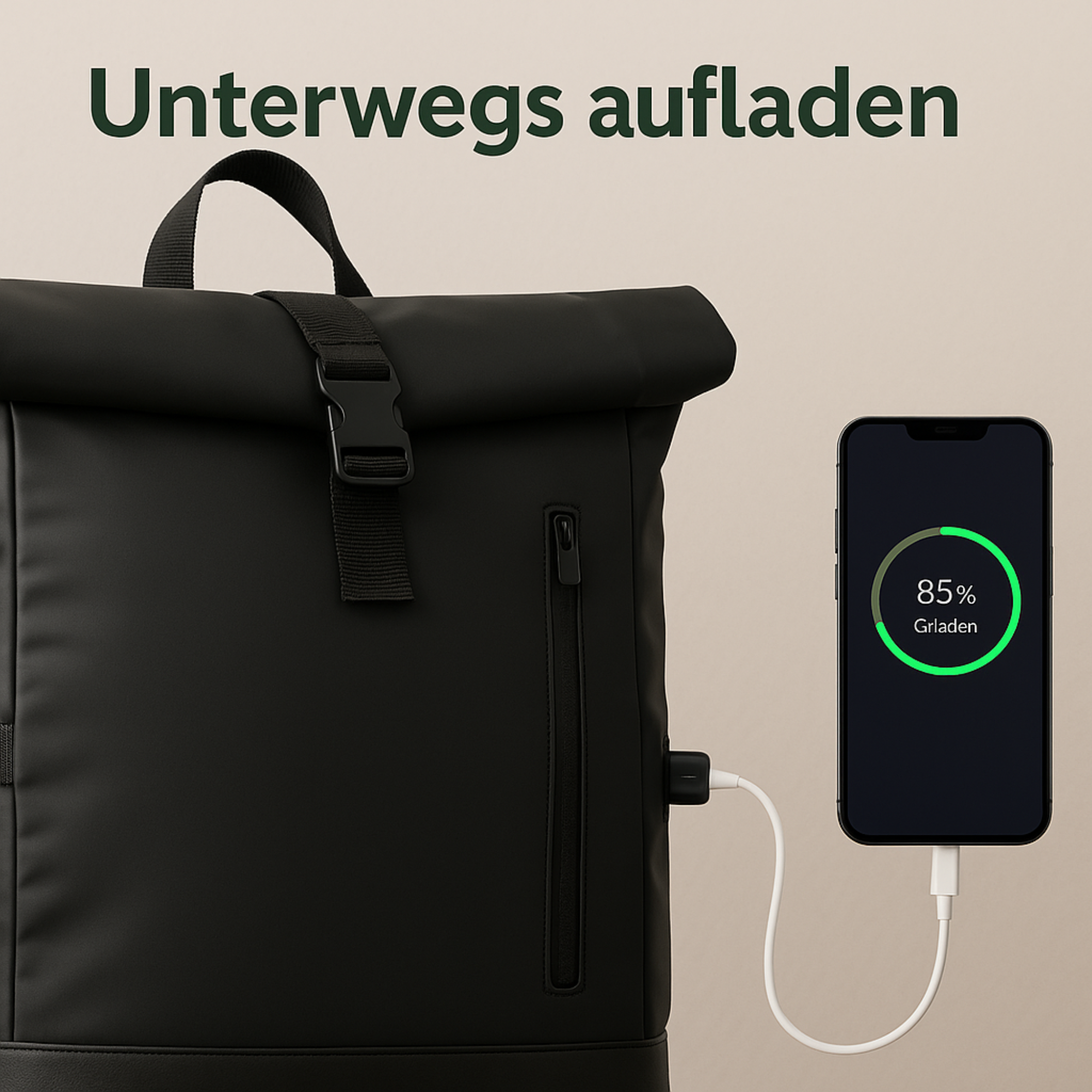 TraqTop – Rucksack mit wasserdichtem Laptopfach | Flexibler Rolltop-Verschluss mit gepolsterten Trägern | Für Pendler und Stadtradler