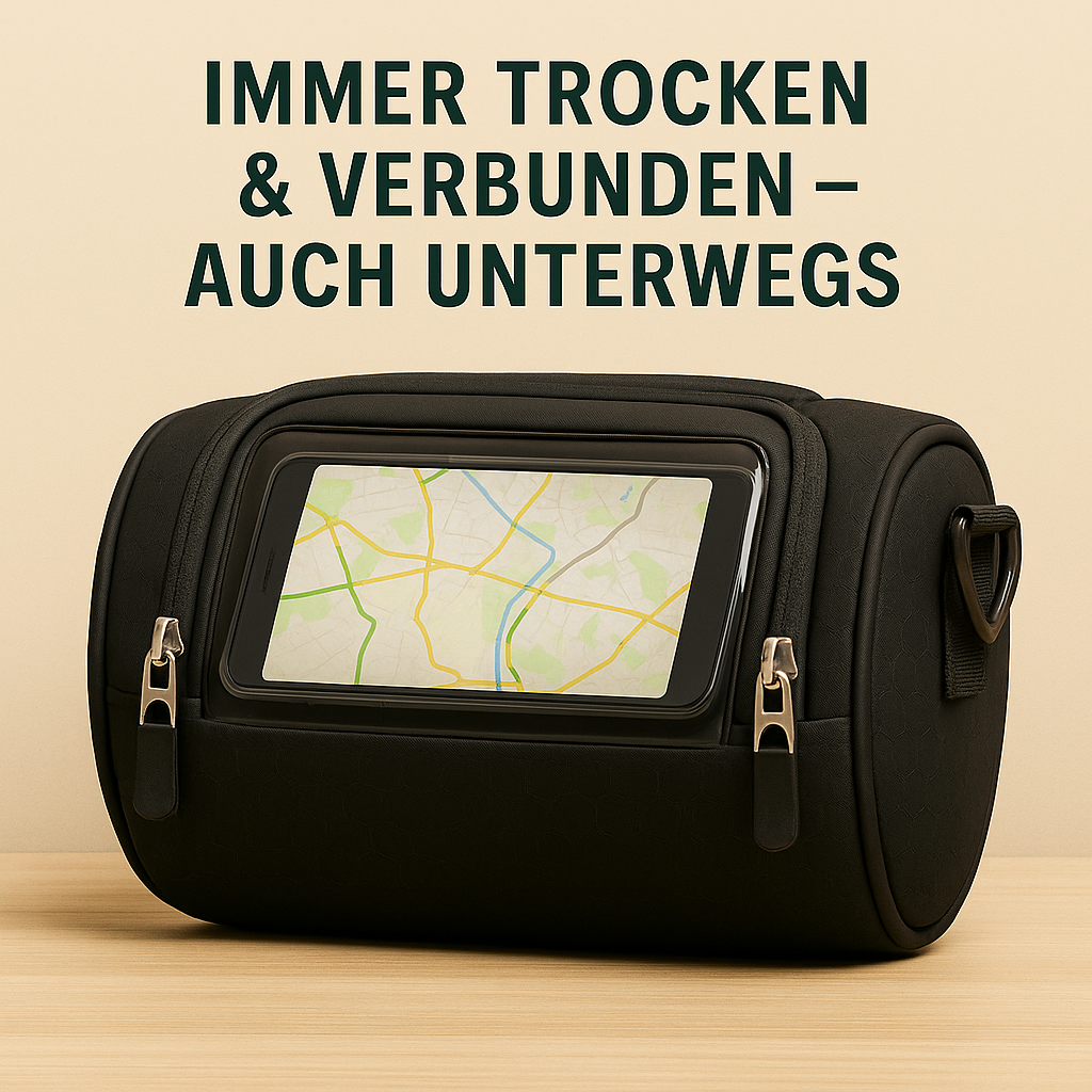 VeloTrail – Fahrradtasche mit Handyfach | Wasserdichtes Touchscreen-Nylon | Lenker- & Schultertasche für Pendler & E-Bike Nutzer