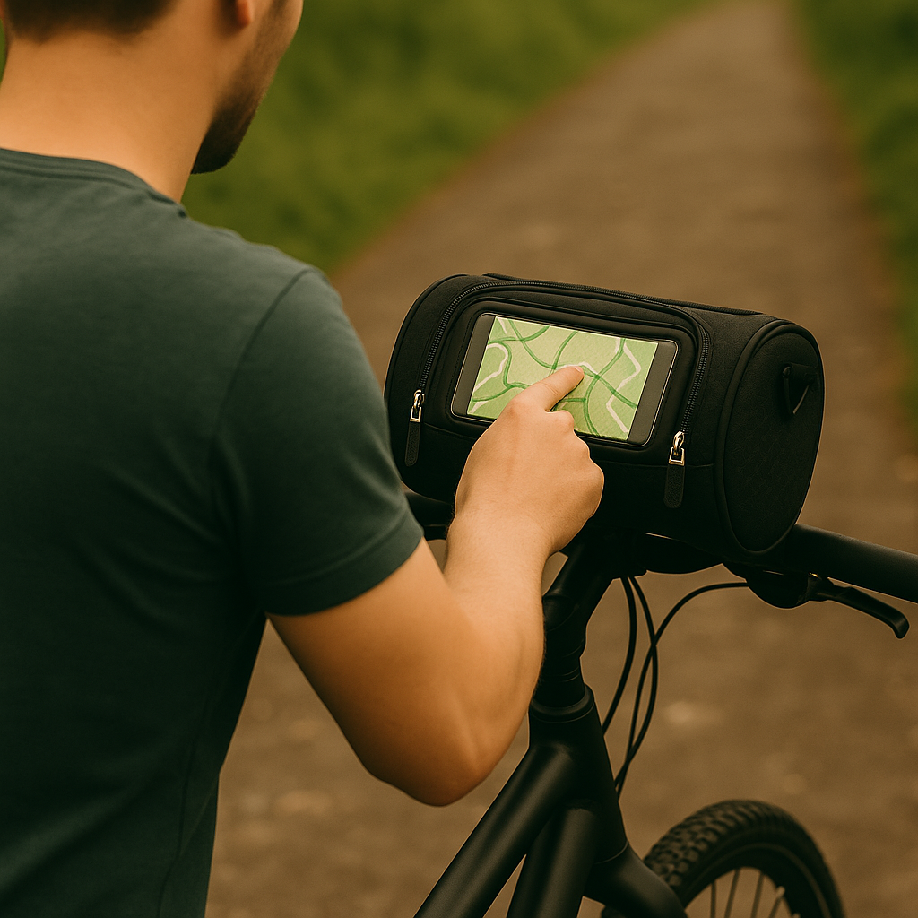 VeloTrail – Fahrradtasche mit Handyfach | Wasserdichtes Touchscreen-Nylon | Lenker- & Schultertasche für Pendler & E-Bike Nutzer