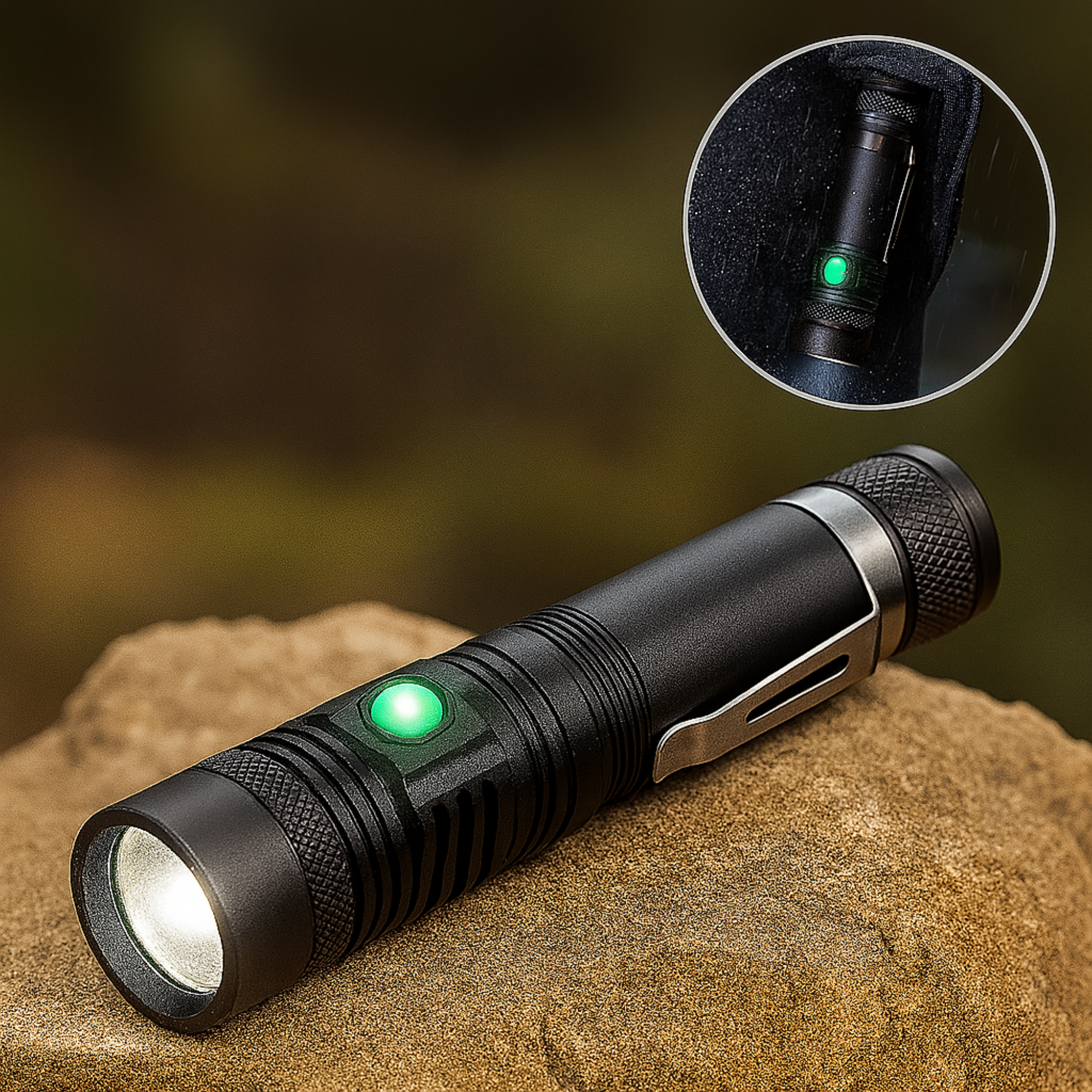 TrekBeam – LED Taschenlampe Outdoor | USB wiederaufladbar IPX6 wasserdicht | Kompakt & leicht für Wandern & Camping