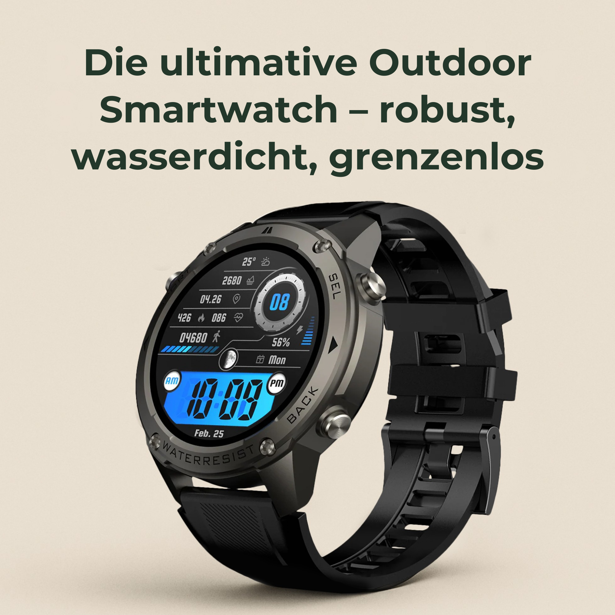 GearPro – GPS Smartwatch wasserdicht | Dual-Band Navigation kratzfest | Outdoor Sport & Alltag