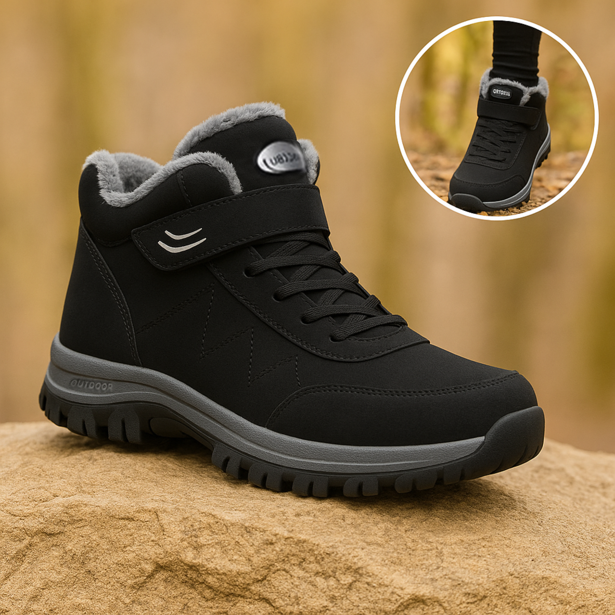 Ortholina – Orthopädischer Winterstiefel Damen & Herren | Rutschfest Gefüttert Klettverschluss | Alltag & Outdoor Komfort