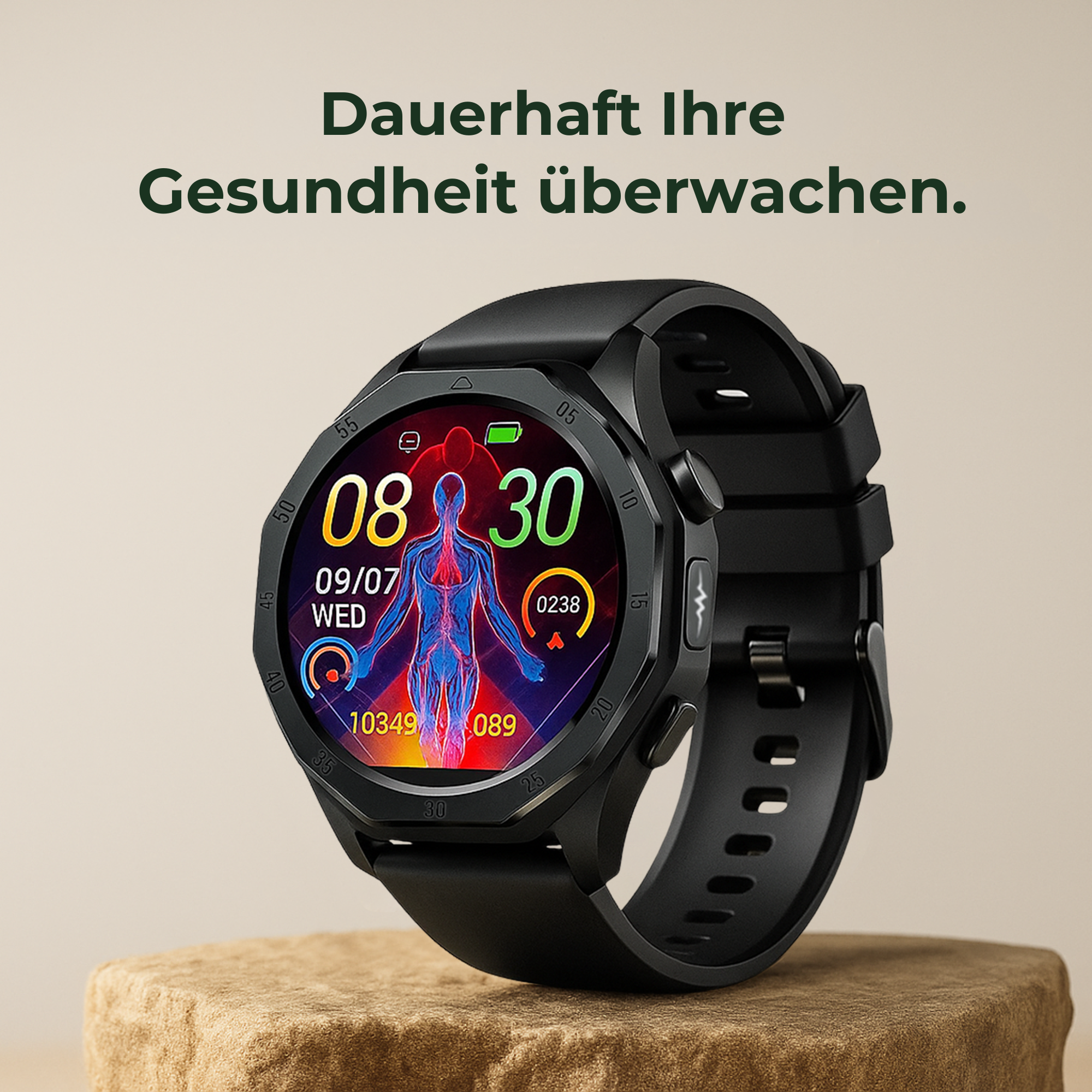 PulsePro – Gesundheits-Smartwatch mit SOS & Blutanalyse | Intelligente Vitalüberwachung & Notruf | Für Alltag, Sport & Sicherheit