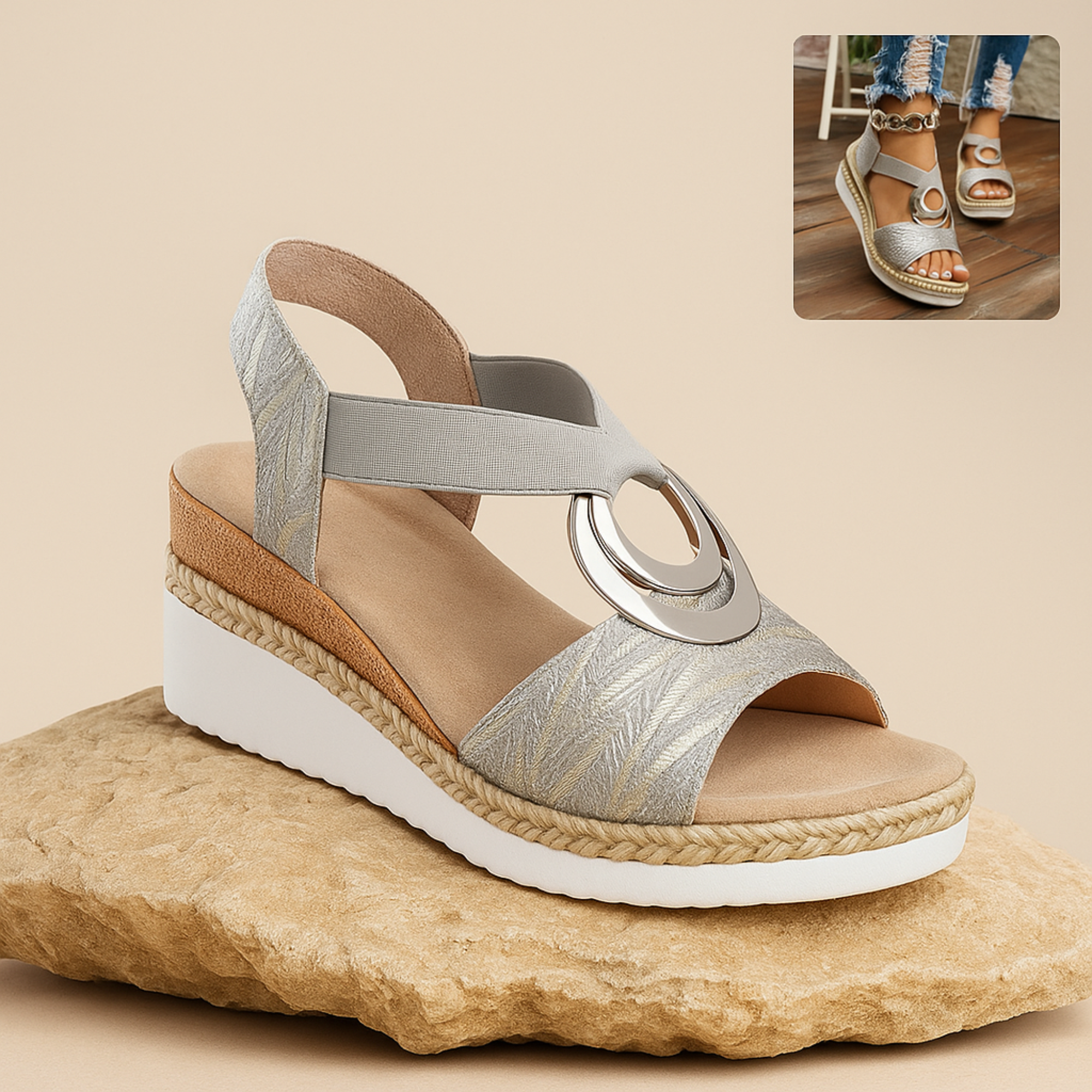 Levoria – Orthopädische Damen-Sandalen | Schmerzlindernd & Rutschfest mit Keilabsatz | Für Alltag, Arbeit & empfindliche Füße