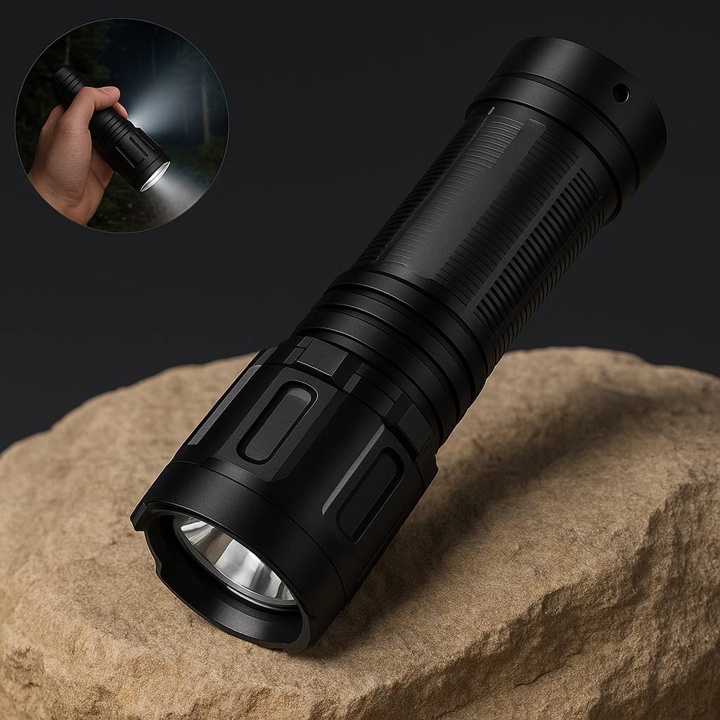 LumenGuard – LED Taschenlampe Militärisch | Extrem Hell Wiederaufladbar | Kompakt & Wasserdicht für Outdoor & Notfälle