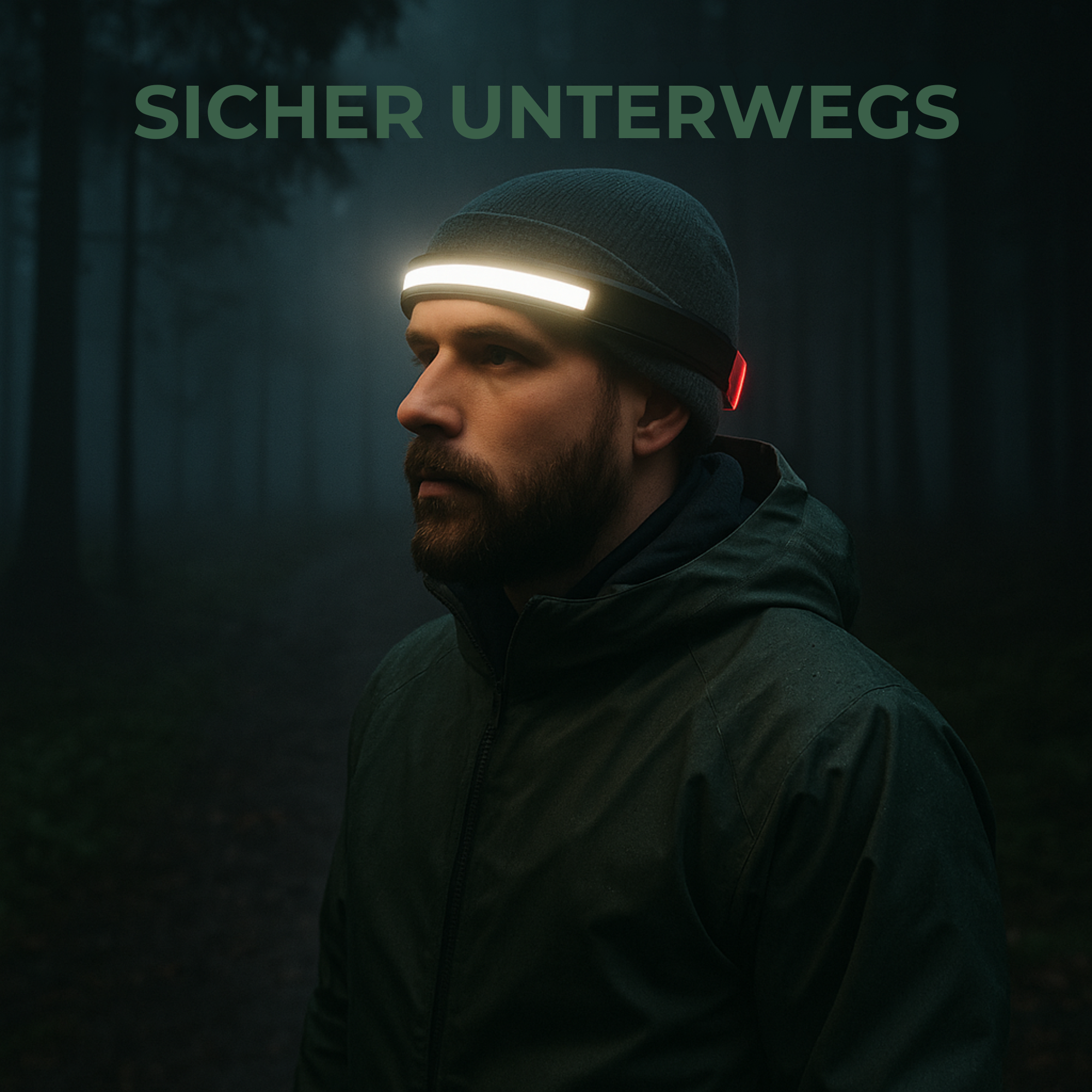 LumiGo – wiederaufladbare Stirnlampe | 230 ° COB-Weitwinkel Wasserdicht | Sicherheit Jogger Wanderer