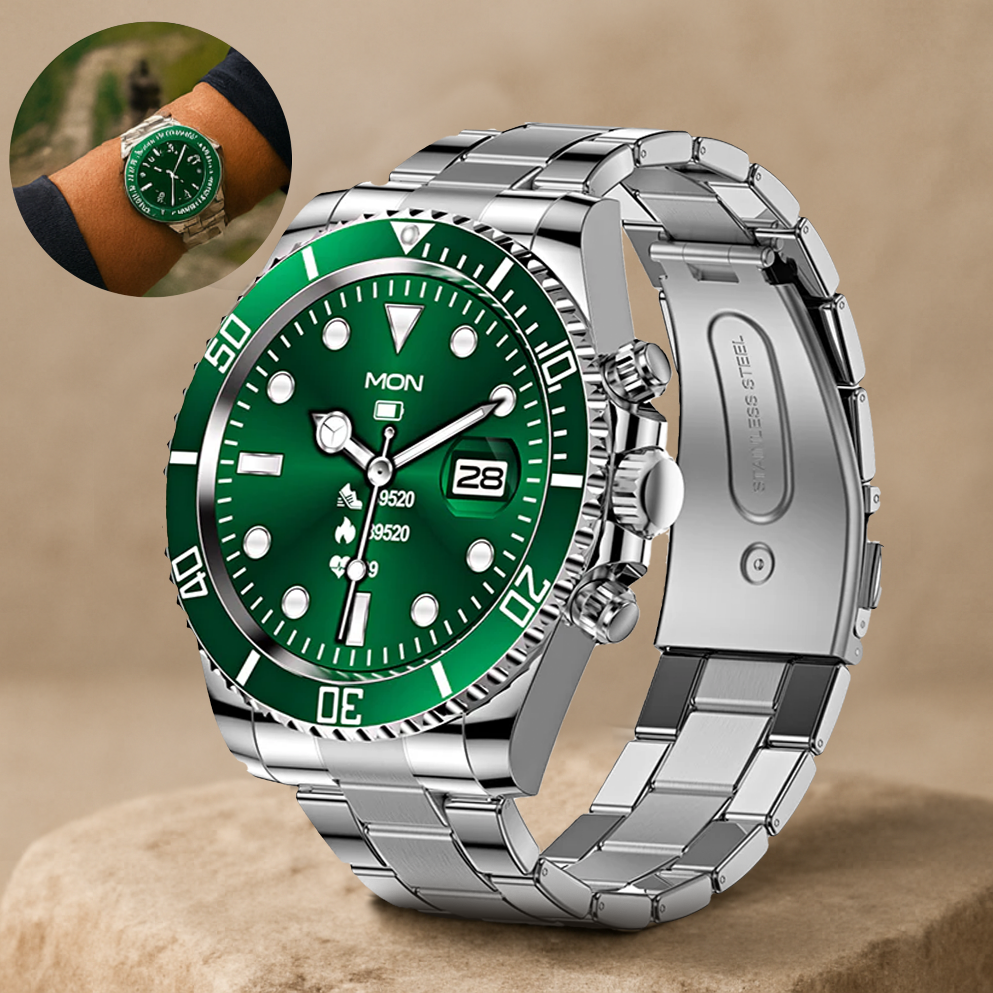 TitanPro – robuste Smartwatch | 10 Tage Akku & IP68 Edelstahlgehäuse | Outdoor Uhr für Handwerker & Sport