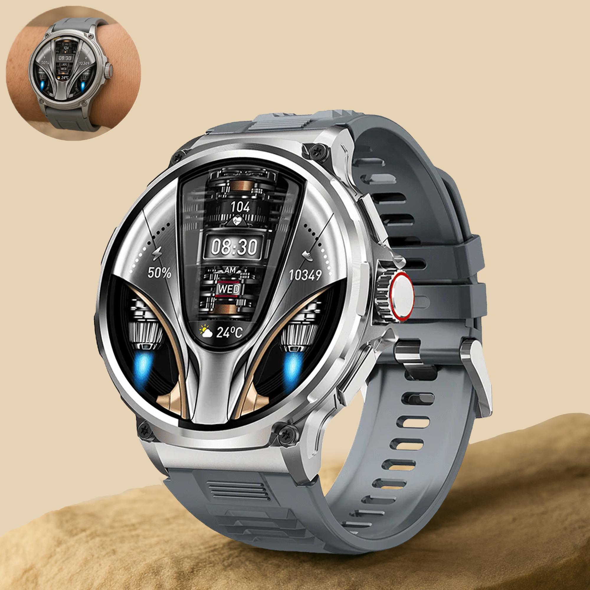 PulseX – Smartwatch robust mit Gesundheitsfunktionen | stoßfest & wasserdicht (IP68) | für Outdoor & Alltag