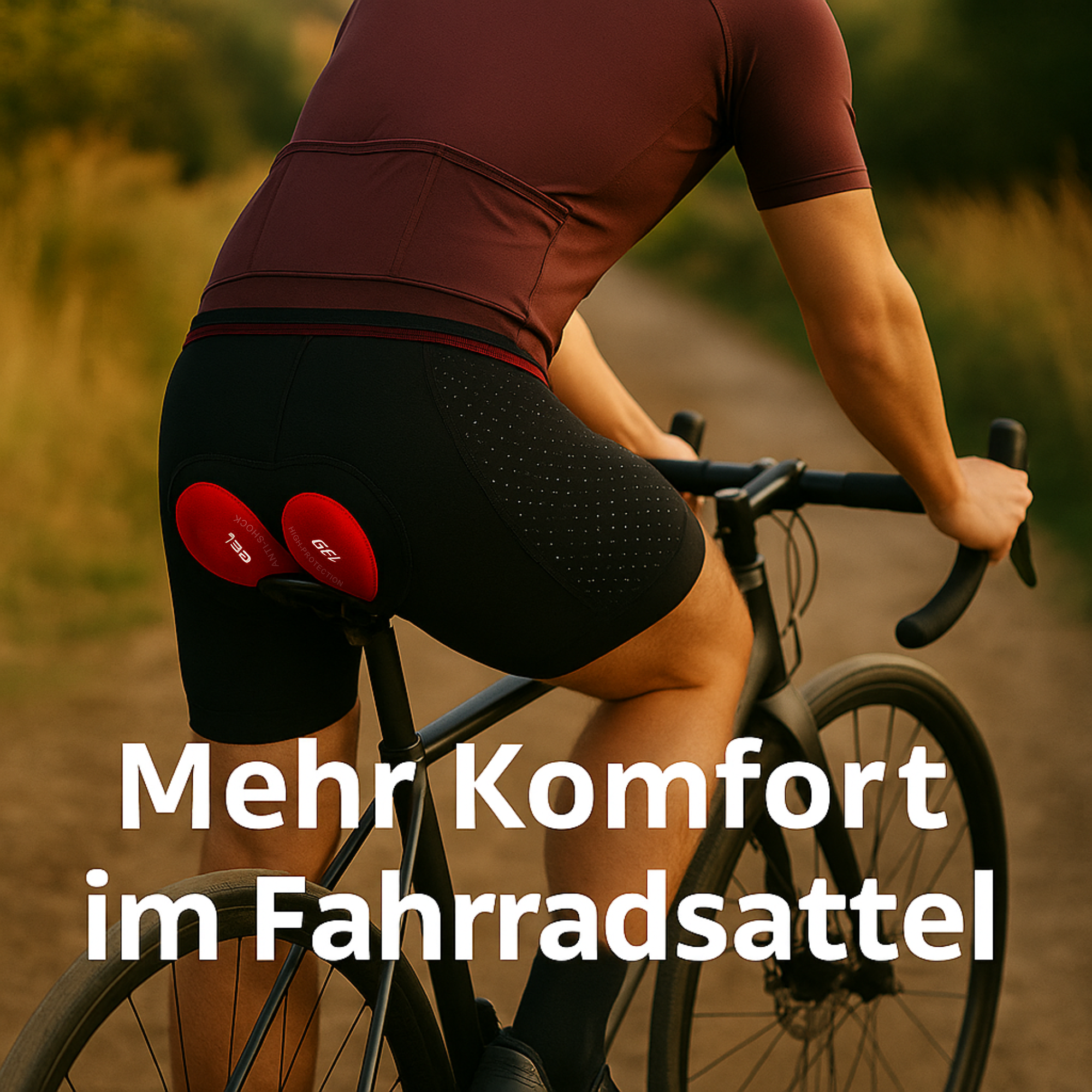 RideRelief – Fahrradhose Herren mit Gelpolster | Stoßdämpfend & atmungsaktiv | Komfort bei langen Radtouren
