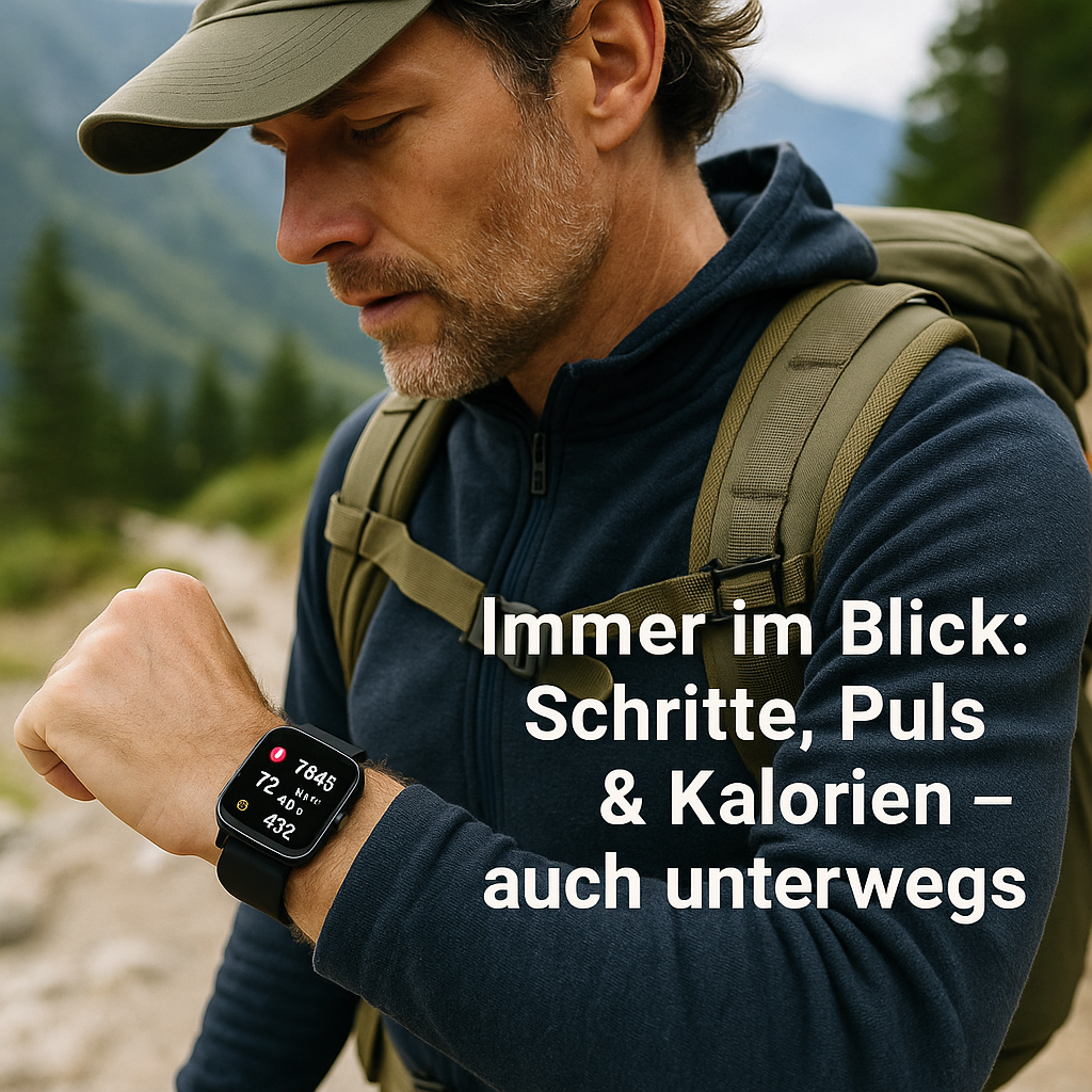 FitKontrol – Gesundheits-Smartwatch | Schrittzähler Schlafüberwachung | Wasserdicht IP68 für Fitness & Alltag