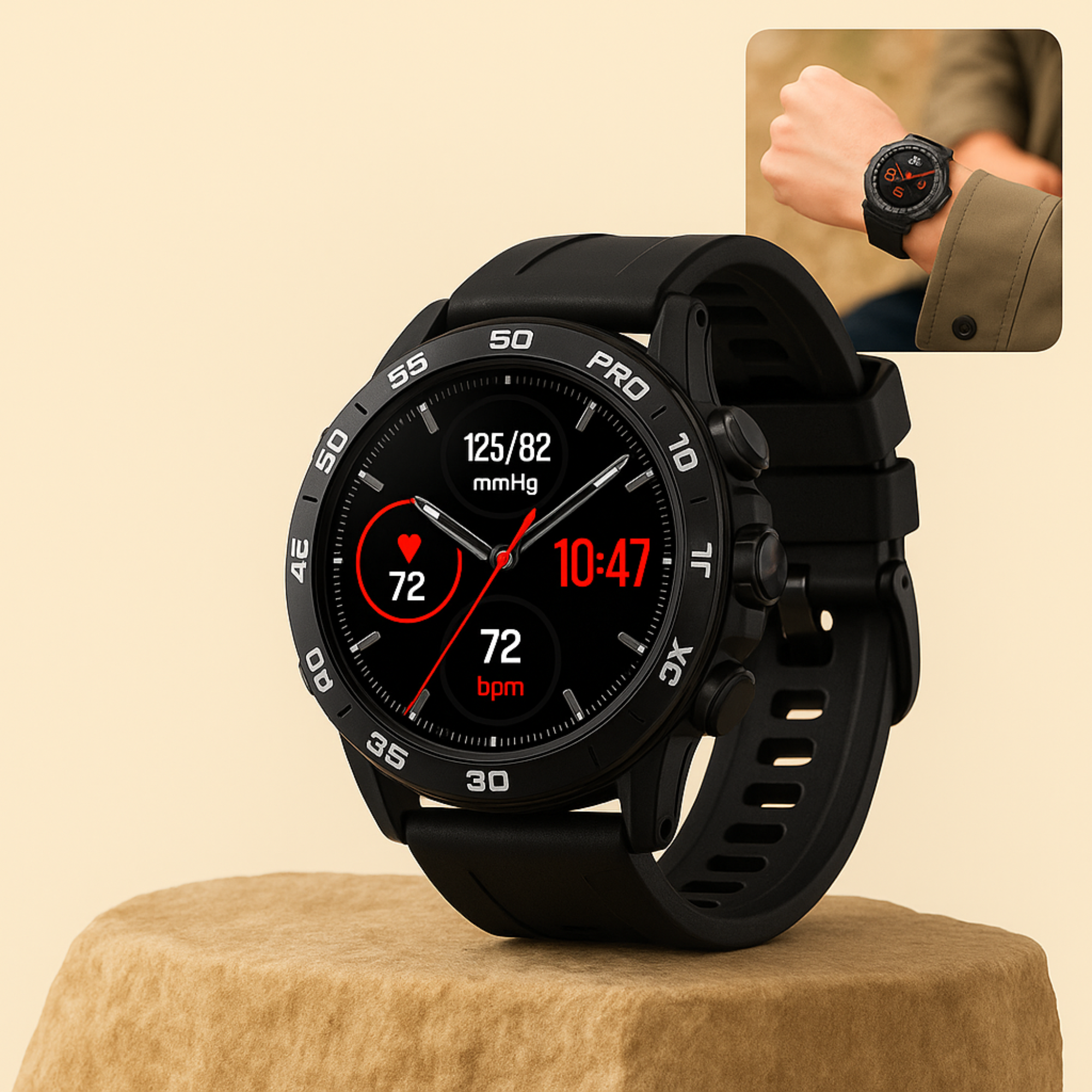 Kronex Pro – Militärische Gesundheitsuhr für Herren | Blutdruck & Herzfrequenz Robust & Wasserdicht | Outdoor Fitness & Alltag