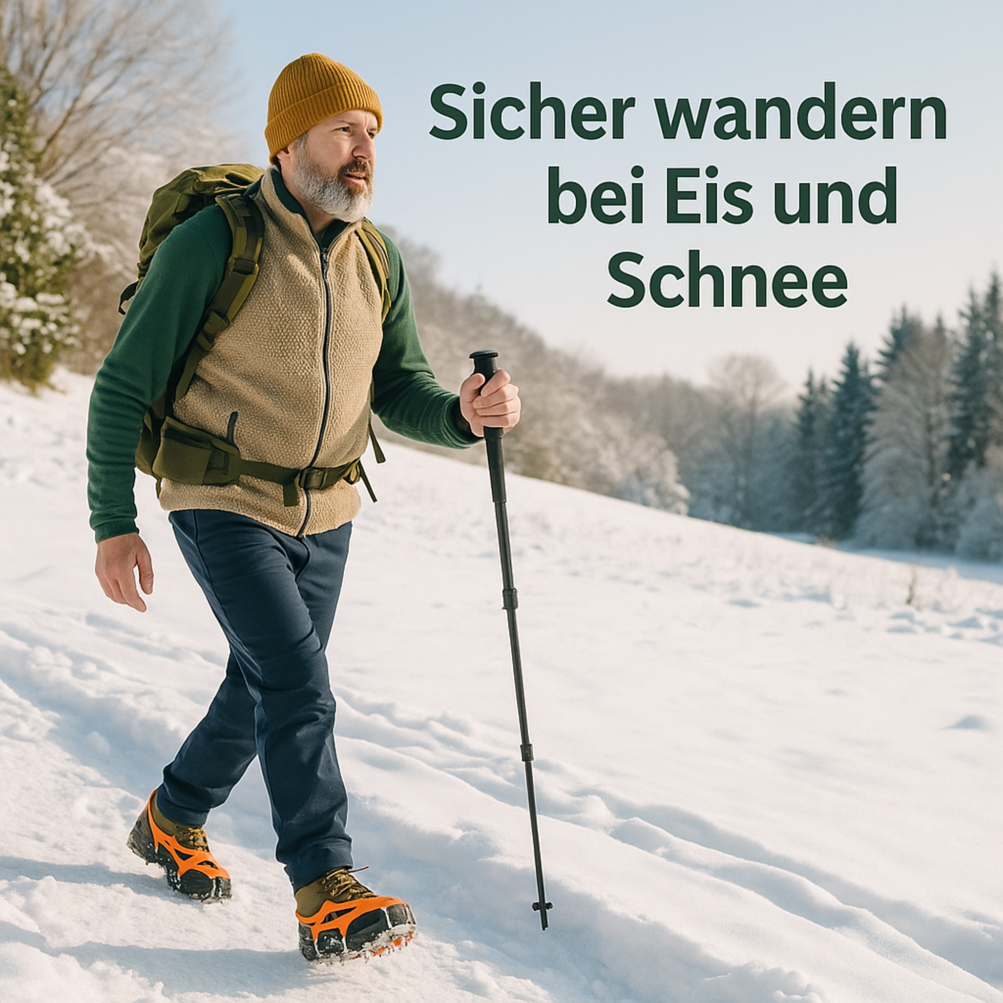 AlpGripp – Grödel Spikes für Schuhe | Rutschfest Manganstahl mit 13 Zacken | Für Wandern & Trekking auf Eis & Schnee