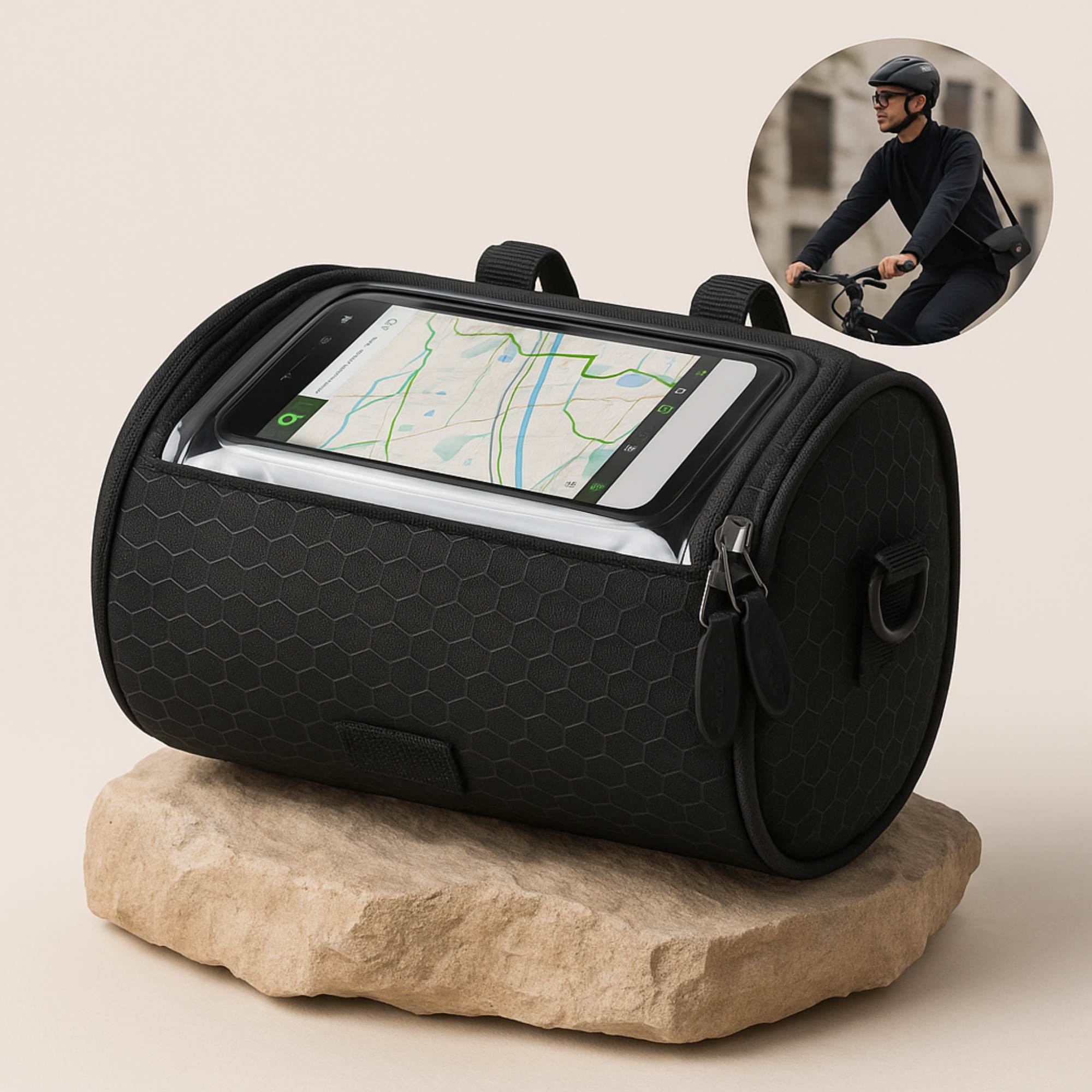 VeloTrail – Fahrradtasche mit Handyfach | Wasserdichtes Touchscreen-Nylon | Lenker- & Schultertasche für Pendler & E-Bike Nutzer