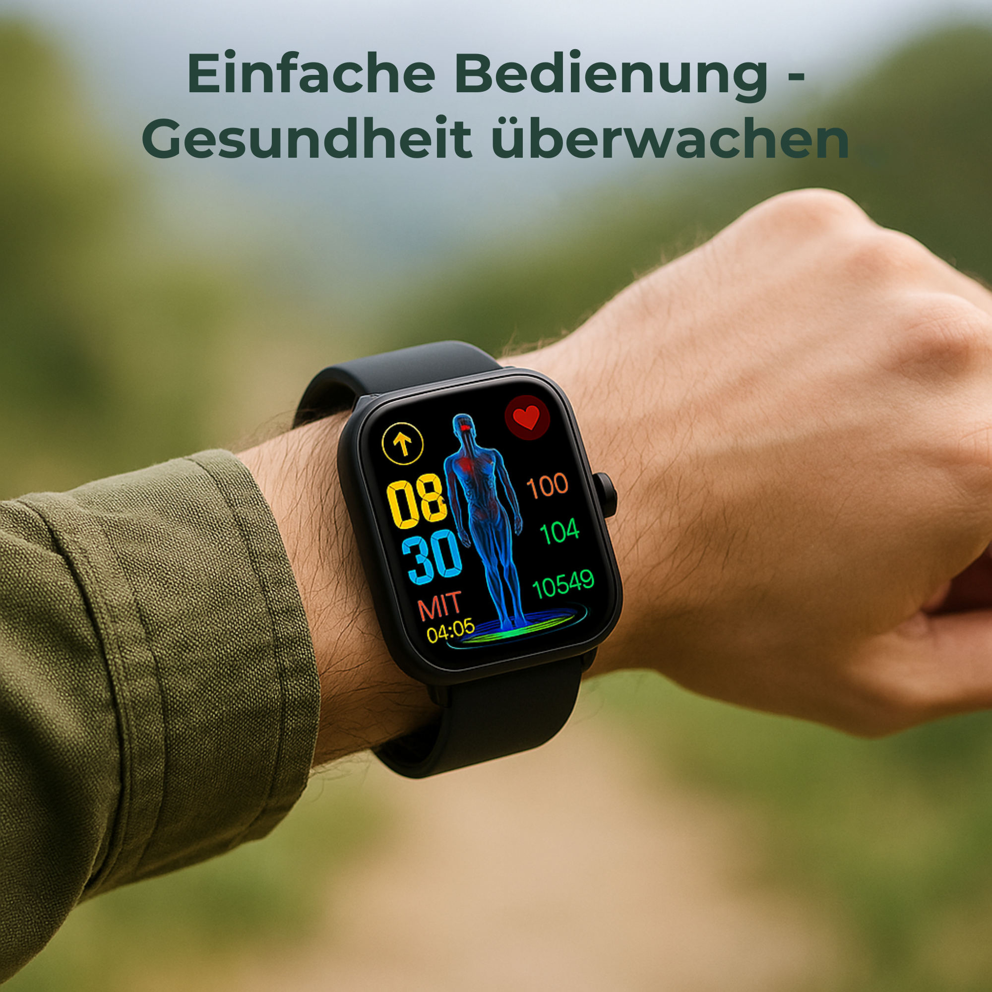 MediGuard – Gesundheits-Smartwatch mit Glukose-Tracking | Sturzerkennung & SOS in Echtzeit | Für sorgenfreies Gesundheitsmanagement