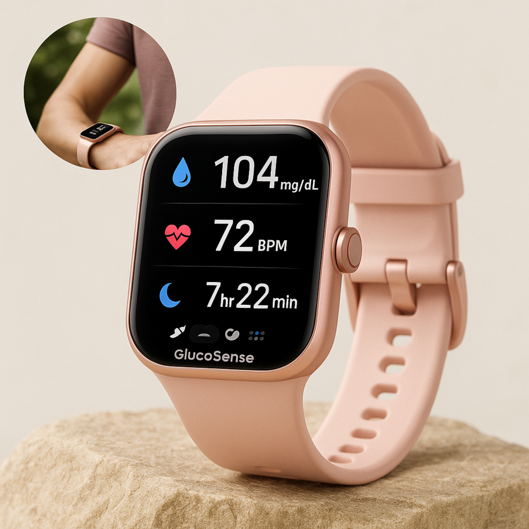 GlucoSense – Smartwatch mit Blutzuckermessung | Herzfrequenz & Schlaftracking | Für Diabetiker & Gesundheitsbewusste