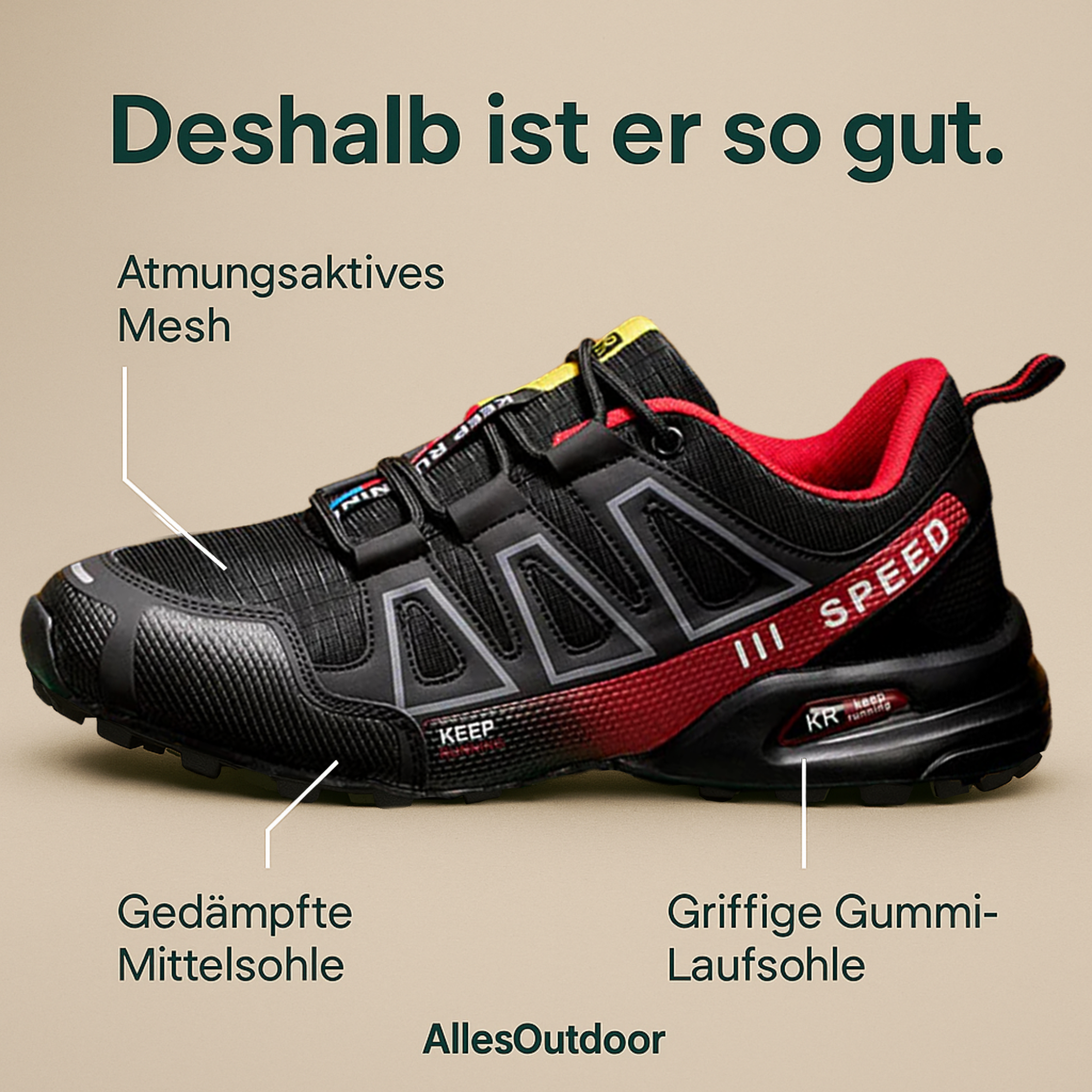 KRONOX – Schmerzlindernder Wanderschuh Herren | Ergonomisch & Federleicht – Rutschfest & Atmungsaktiv | Für Alltag & Outdoor Abenteuer