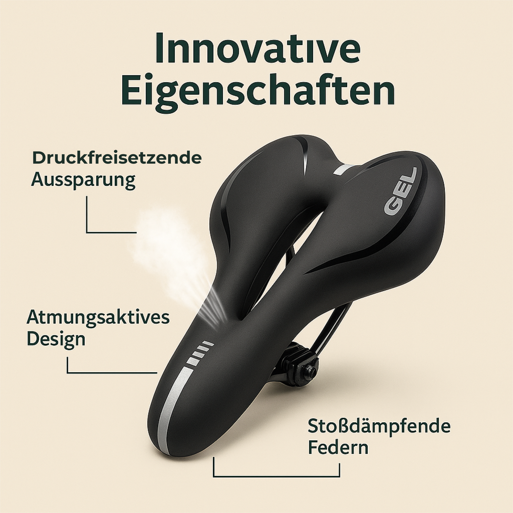 SattelForm – Ergonomischer Fahrradsattel Herren & Damen | Schmerzfrei & stoßdämpfend | Für MTB, Rennrad & Heimtrainer