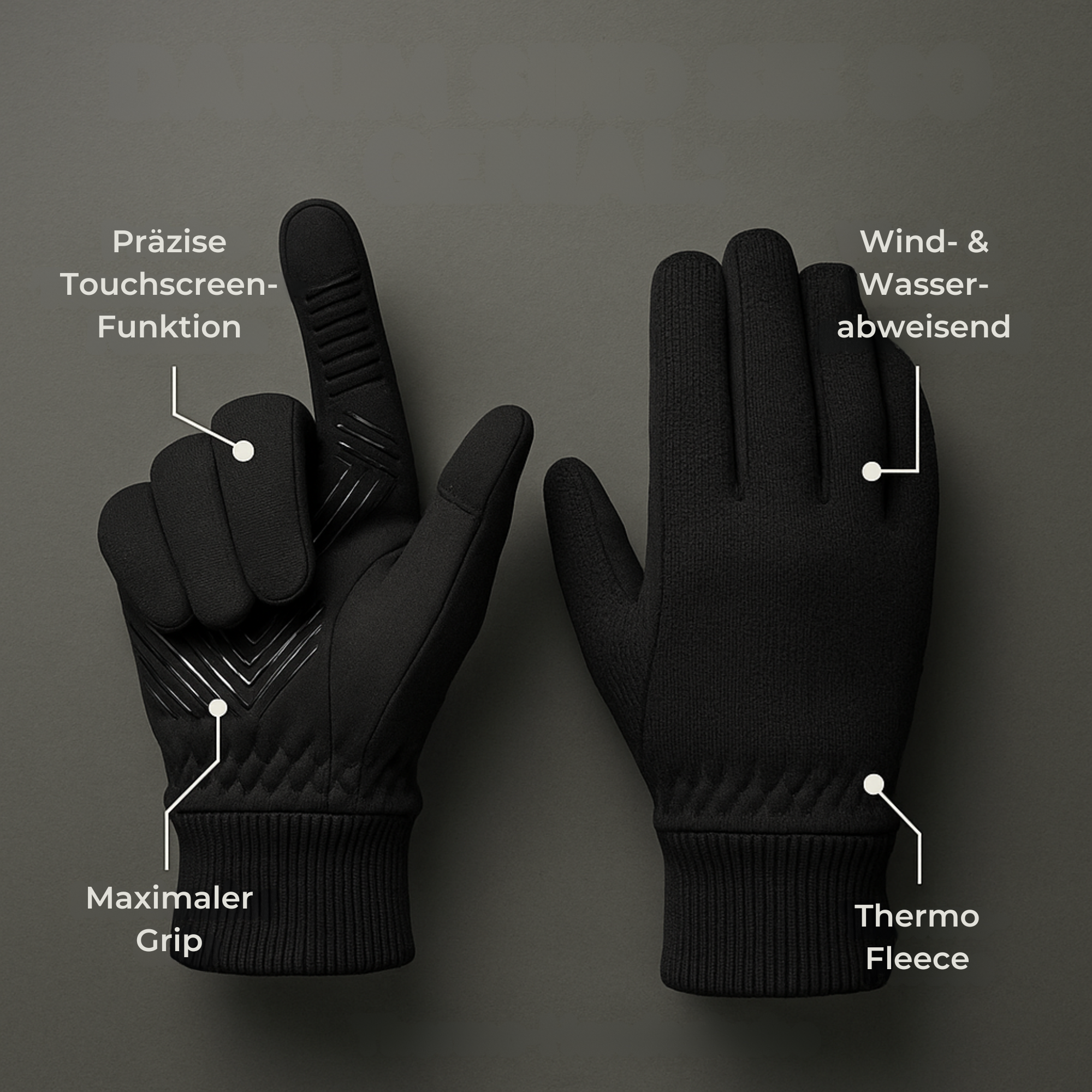 ProGrip – Winter Fahrradhandschuhe | touchscreen rutschfest winddicht | Herren & Damen