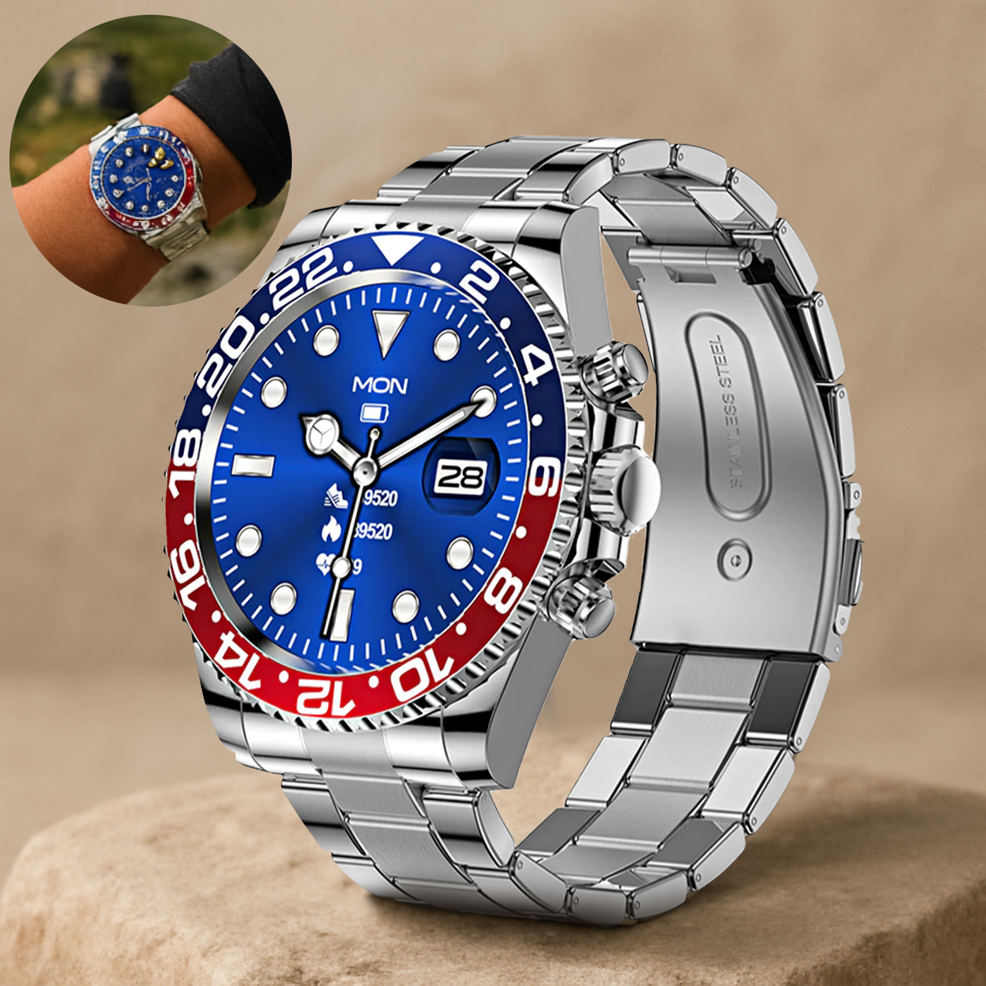 TitanPro – robuste Smartwatch | 10 Tage Akku & IP68 Edelstahlgehäuse | Outdoor Uhr für Handwerker & Sport