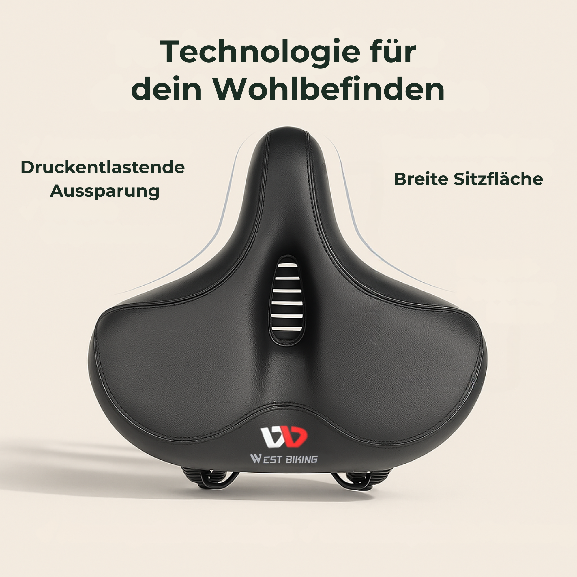 SitzMeister – Schmerzfreier Fahrradsattel Herren & Damen | Gepolstert & stoßdämpfend | Für Citybike & Heimtrainer