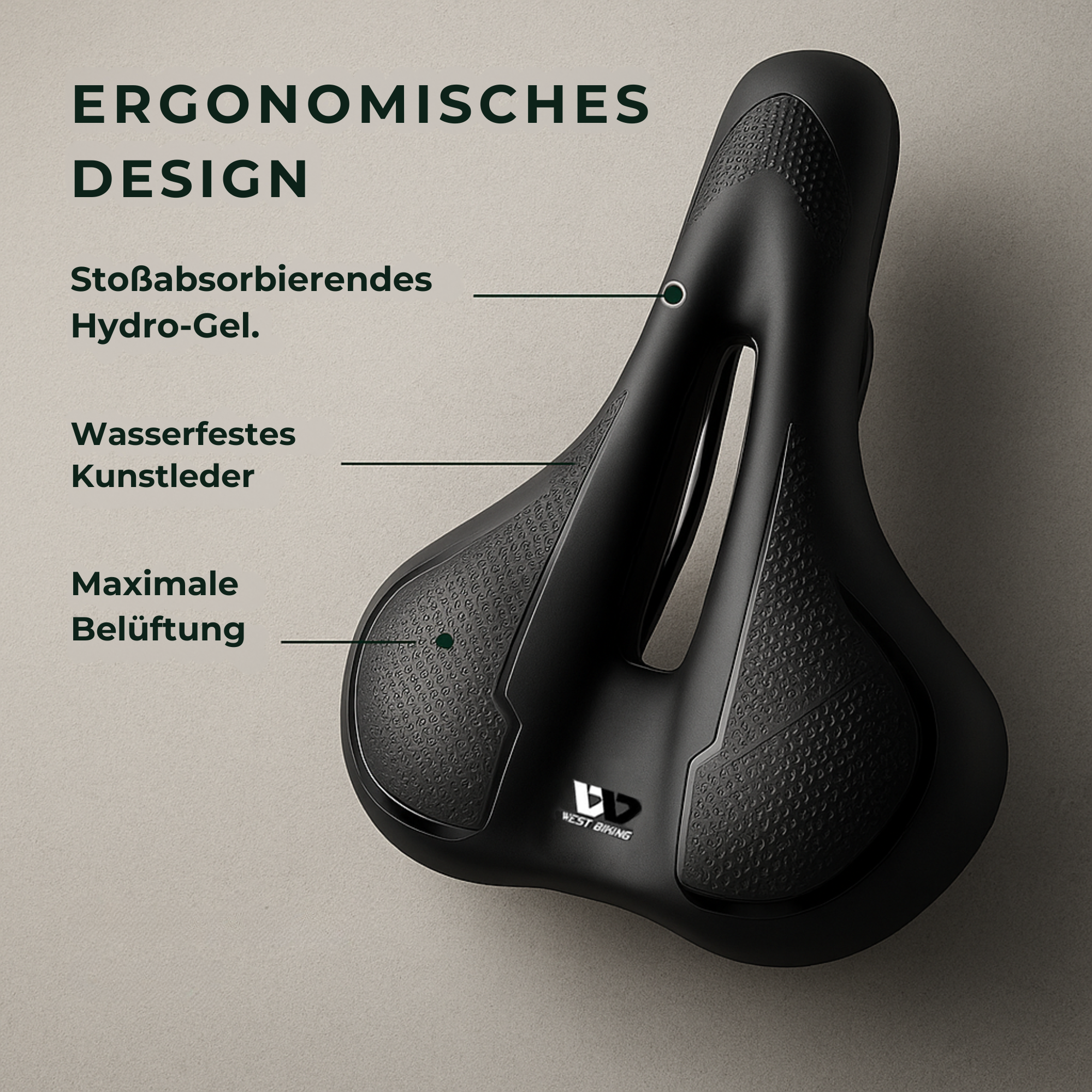 ErgoTrek – Fahrradsattel gegen Schmerzen | Ergonomisch & Stoßdämpfend | Rutschfestes Design für Damen & Herren bei langen Fahrten