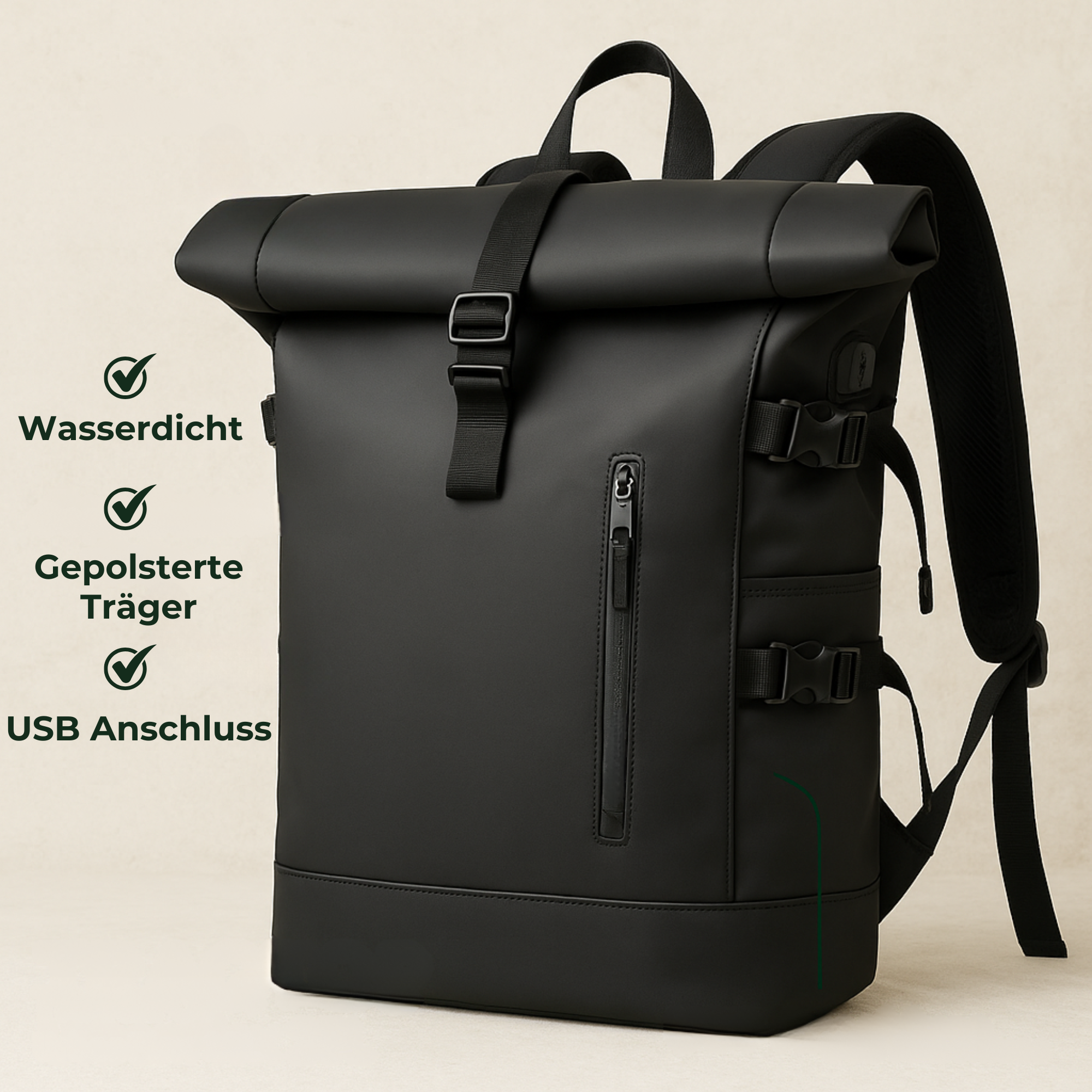 TraqTop – Rucksack mit wasserdichtem Laptopfach | Flexibler Rolltop-Verschluss mit gepolsterten Trägern | Für Pendler und Stadtradler