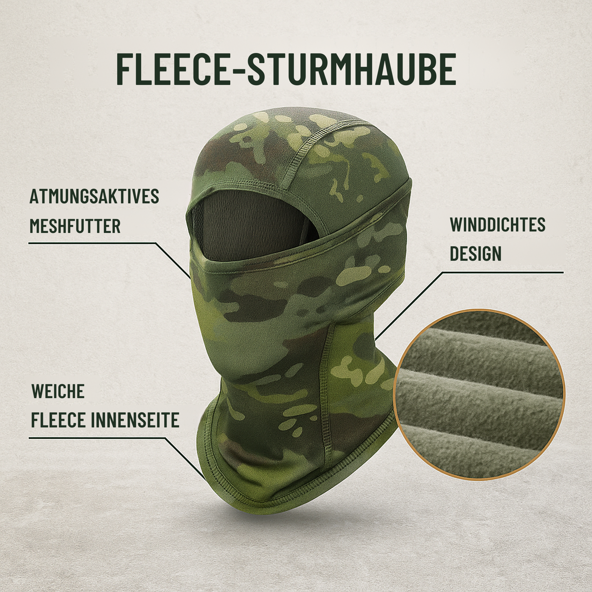 ArcticGuard – Fleece Sturmhaube | winddicht & atmungsaktiv | unisex Outdoor Kälteschutz