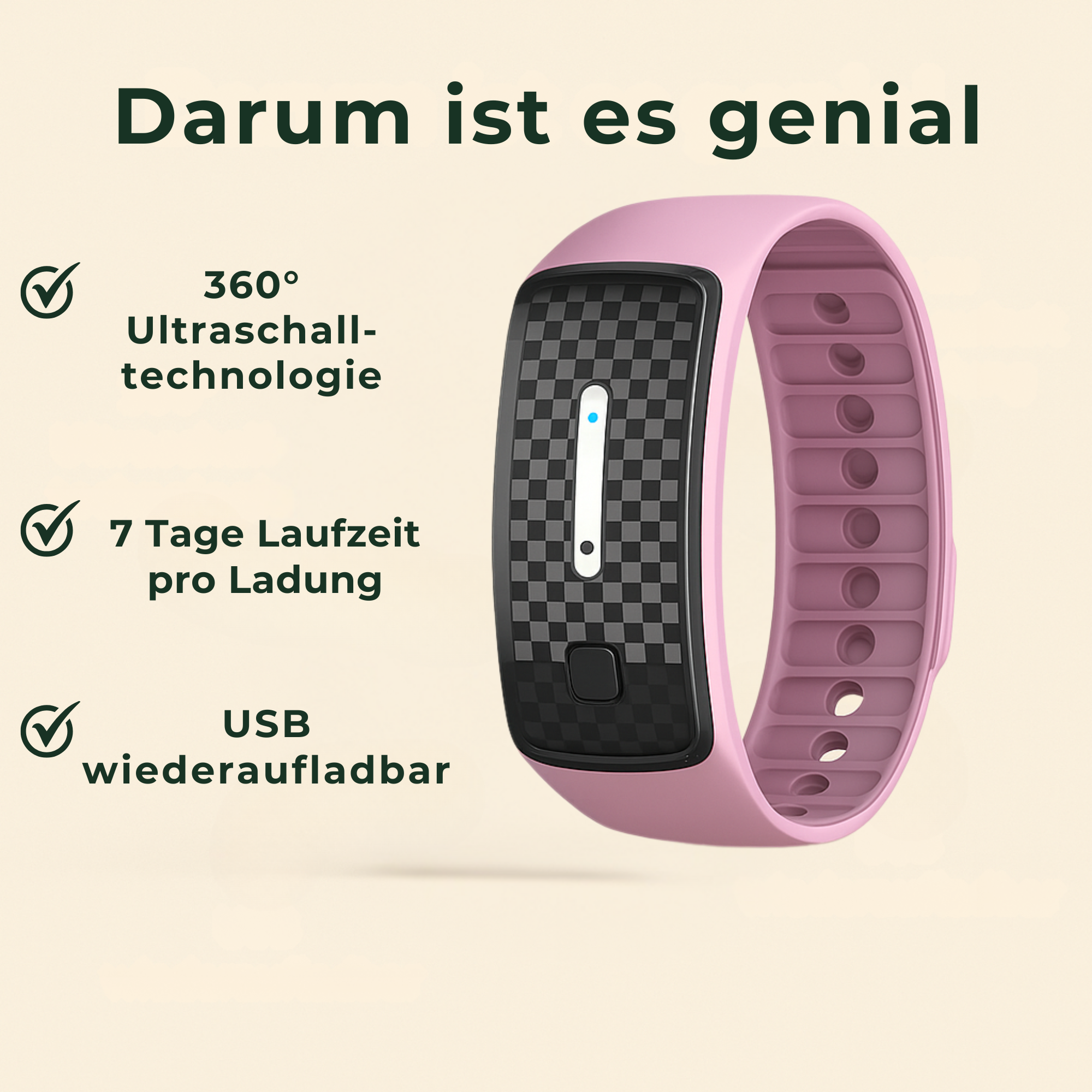 BuzzGuard – Mückenschutz Armband Ultraschall | Wiederaufladbar & Chemiefrei | Für Camping, Kinder & Outdoor