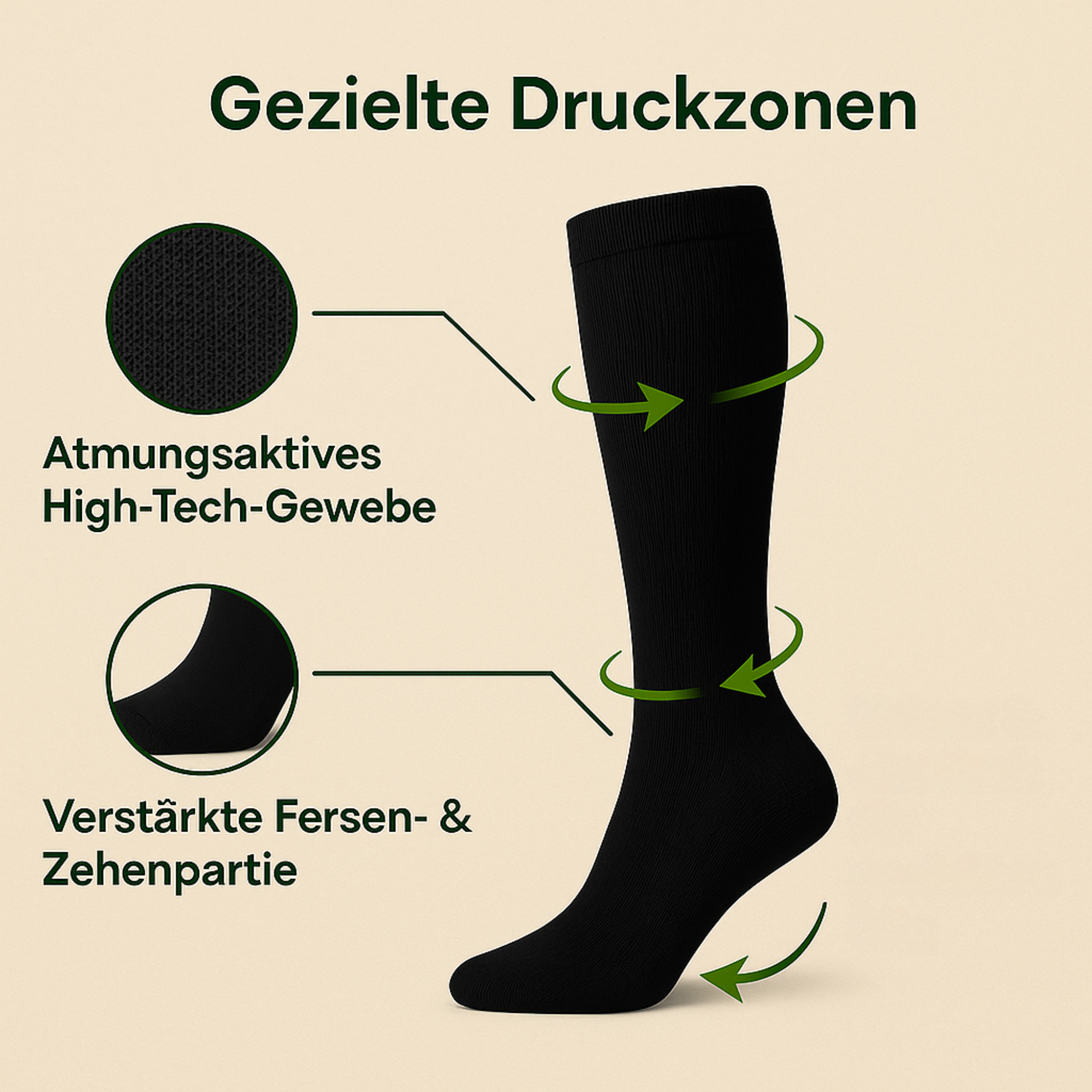 VenoFit – Kompressionssocken gegen Schmerzen | Atmungsaktiv & elastisch | Für Sport, Reisen & lange Arbeitstag