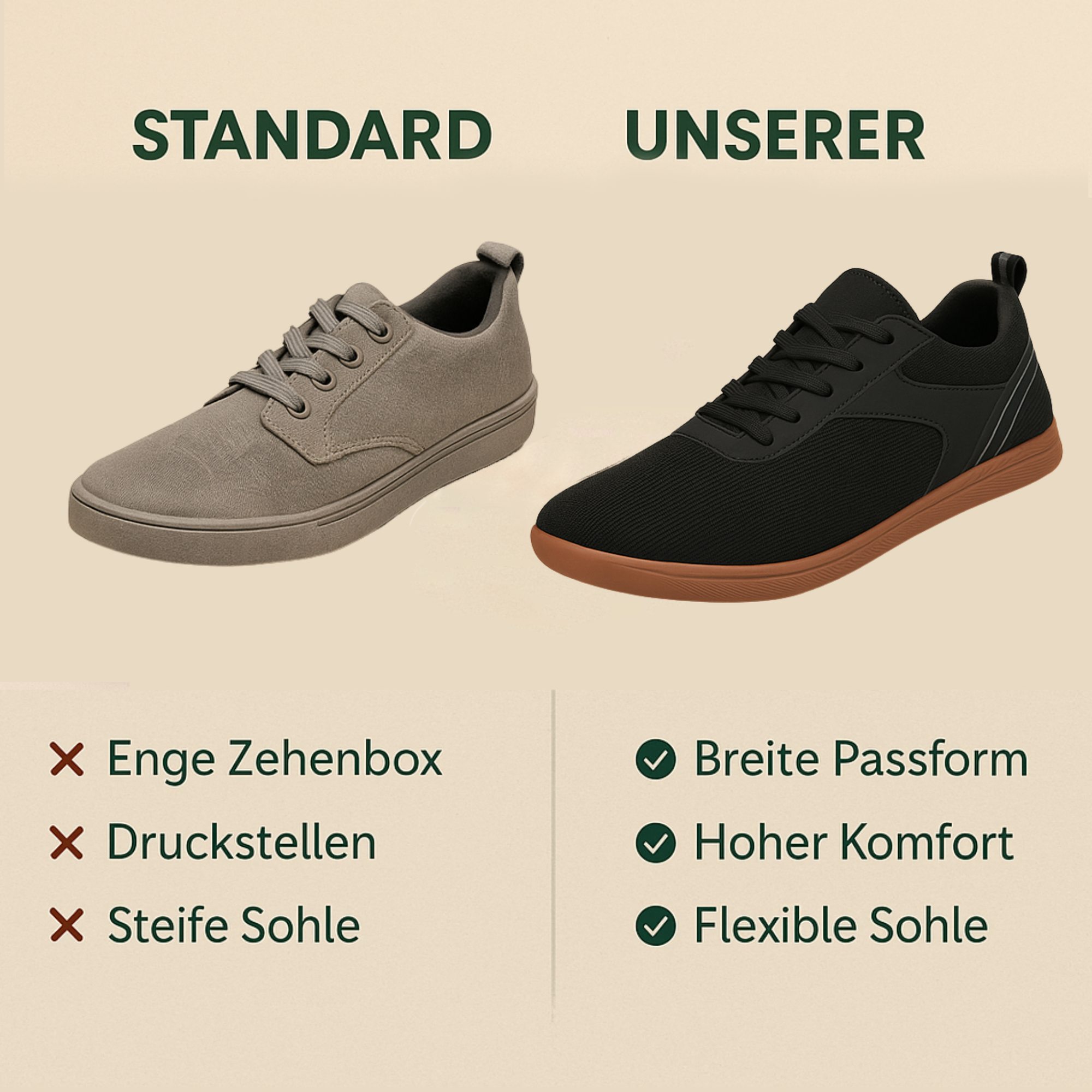 SneakFlex – Barfußschuhe Sneaker | Hallux‑Valgus Linderung & Fußgesundheit | atmungsaktiv rutschfest | Alltag für Damen & Herren
