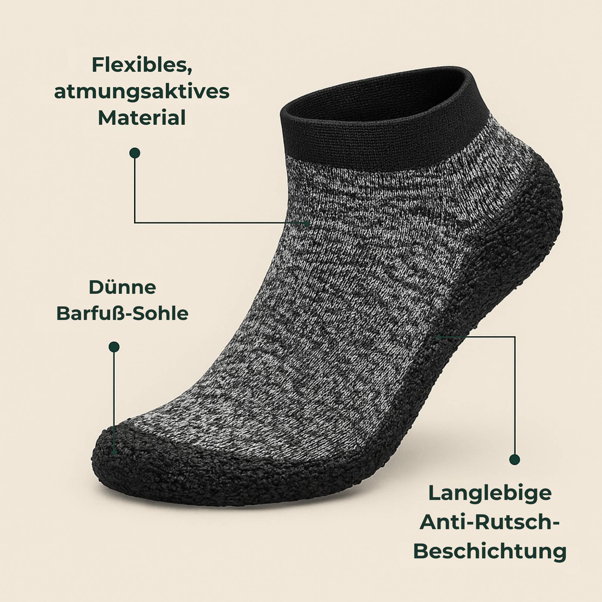 SockEase – Sockenschuhe Barfußgefühl | rutschfest atmungsaktiv | Alltag Reisen Fußkomfort