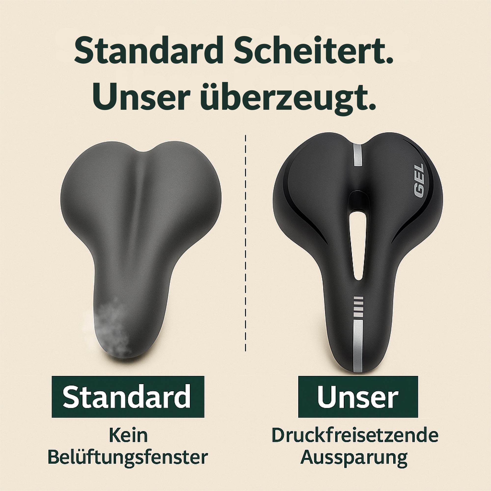 SattelForm – Ergonomischer Fahrradsattel Herren & Damen | Schmerzfrei & stoßdämpfend | Für MTB, Rennrad & Heimtrainer