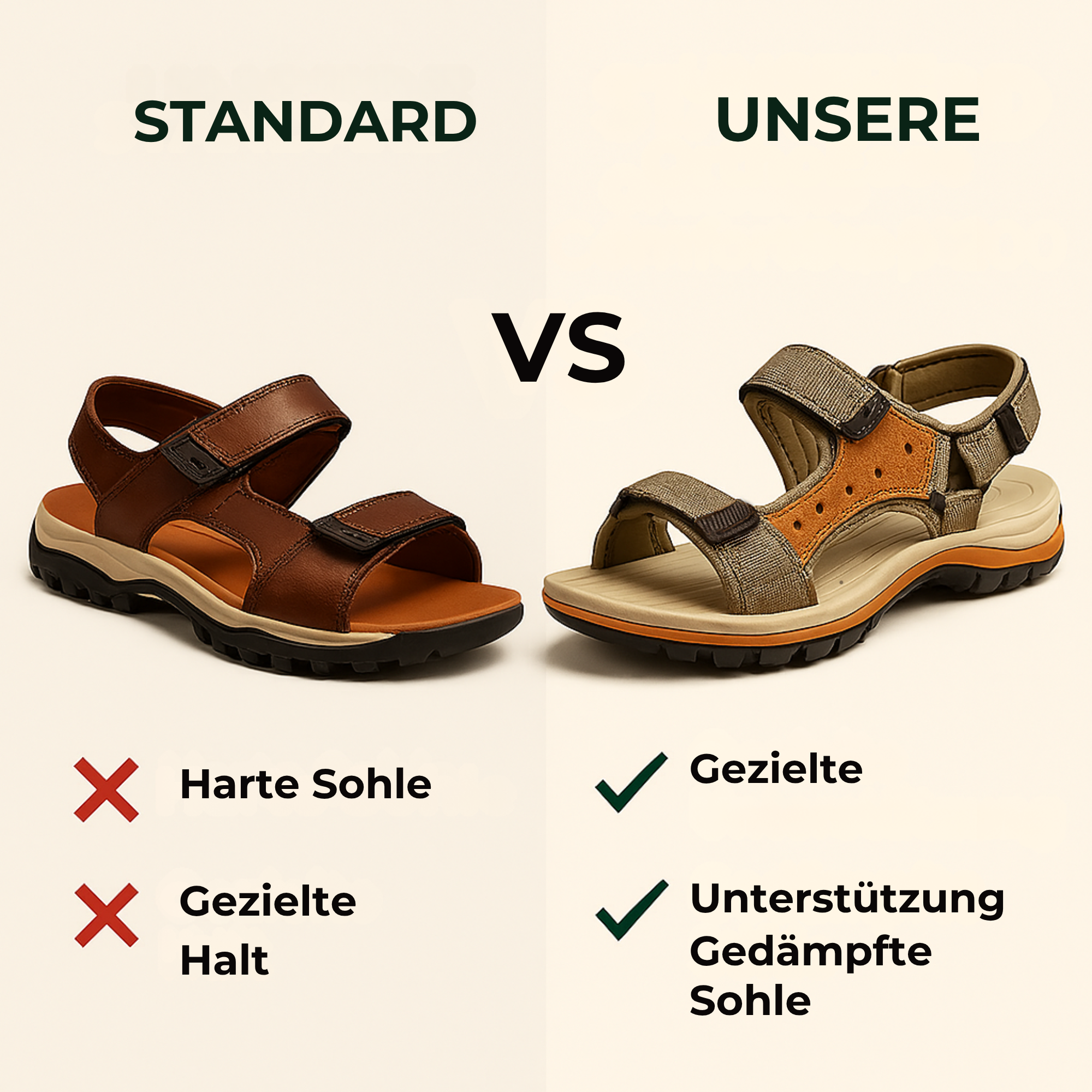 OrthoEase – Schmerzlindernde Sandalen | Extra Dämpfung rutschfeste Sohle | Alltag & Fußgesundheit