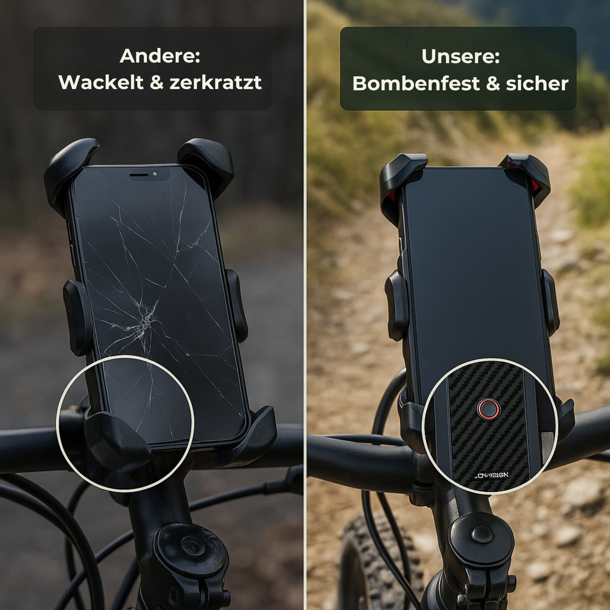 GripMount – Handyhalterung Fahrrad | 360° Drehung Rutschfest Stoßfest | Für Mountainbike & E-Bike Fahrer