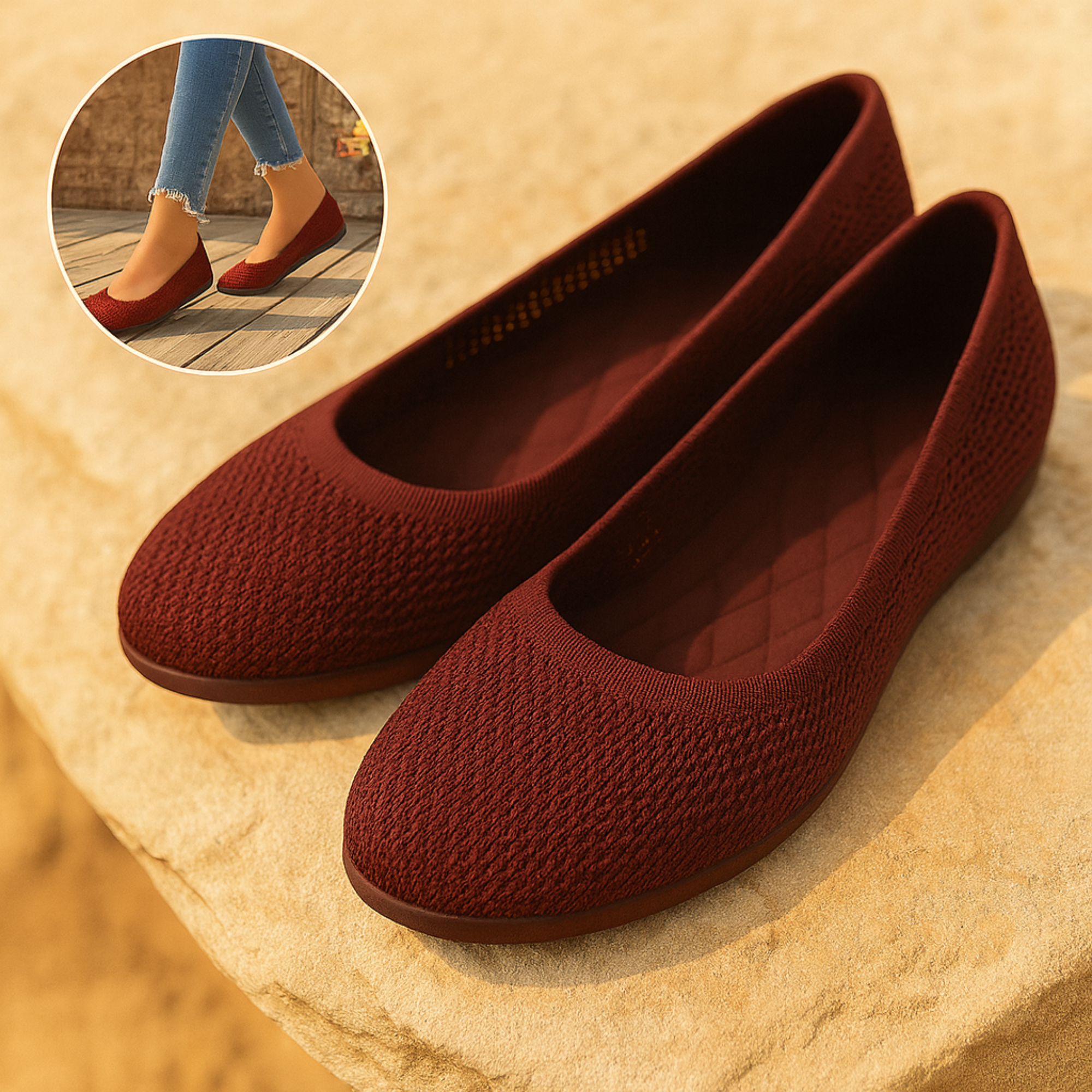 SanaFlex – Ergonomische Barfuß Ballerinas | atmungsaktiv & flexibel | blasenfrei | Damen Komfortschuh für Alltag