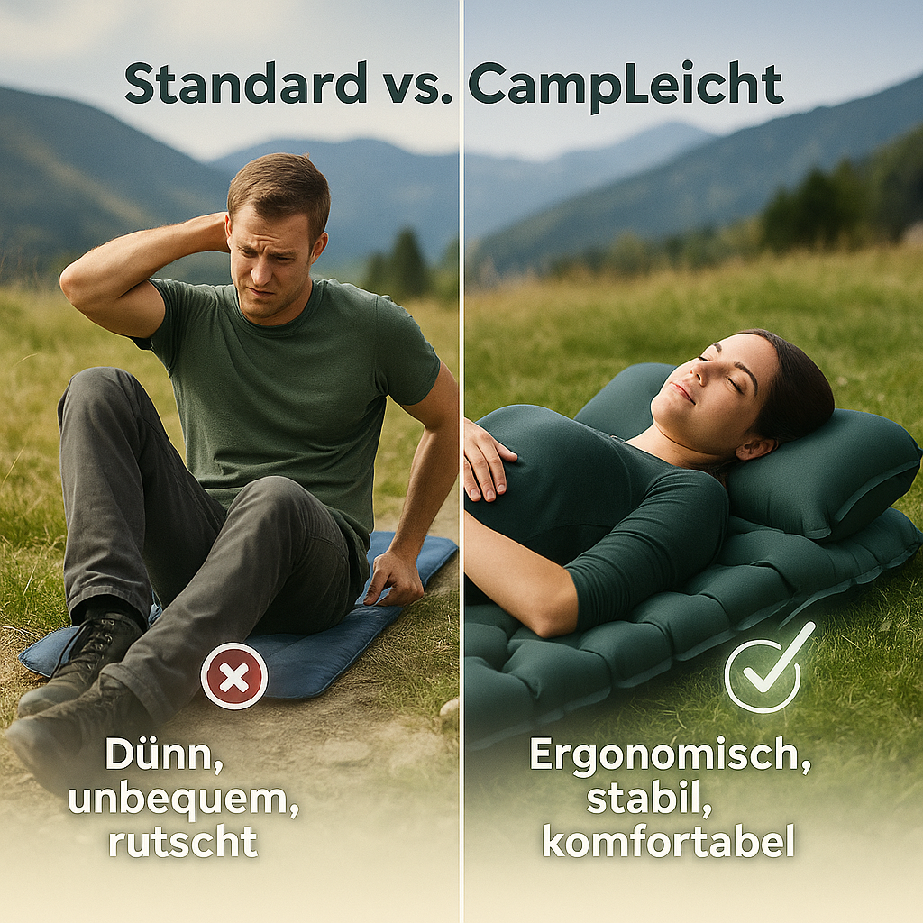 CampLeicht – ultraleichte Isomatte | selbstaufblasbar wasserdicht | Camping & Rucksackreisen