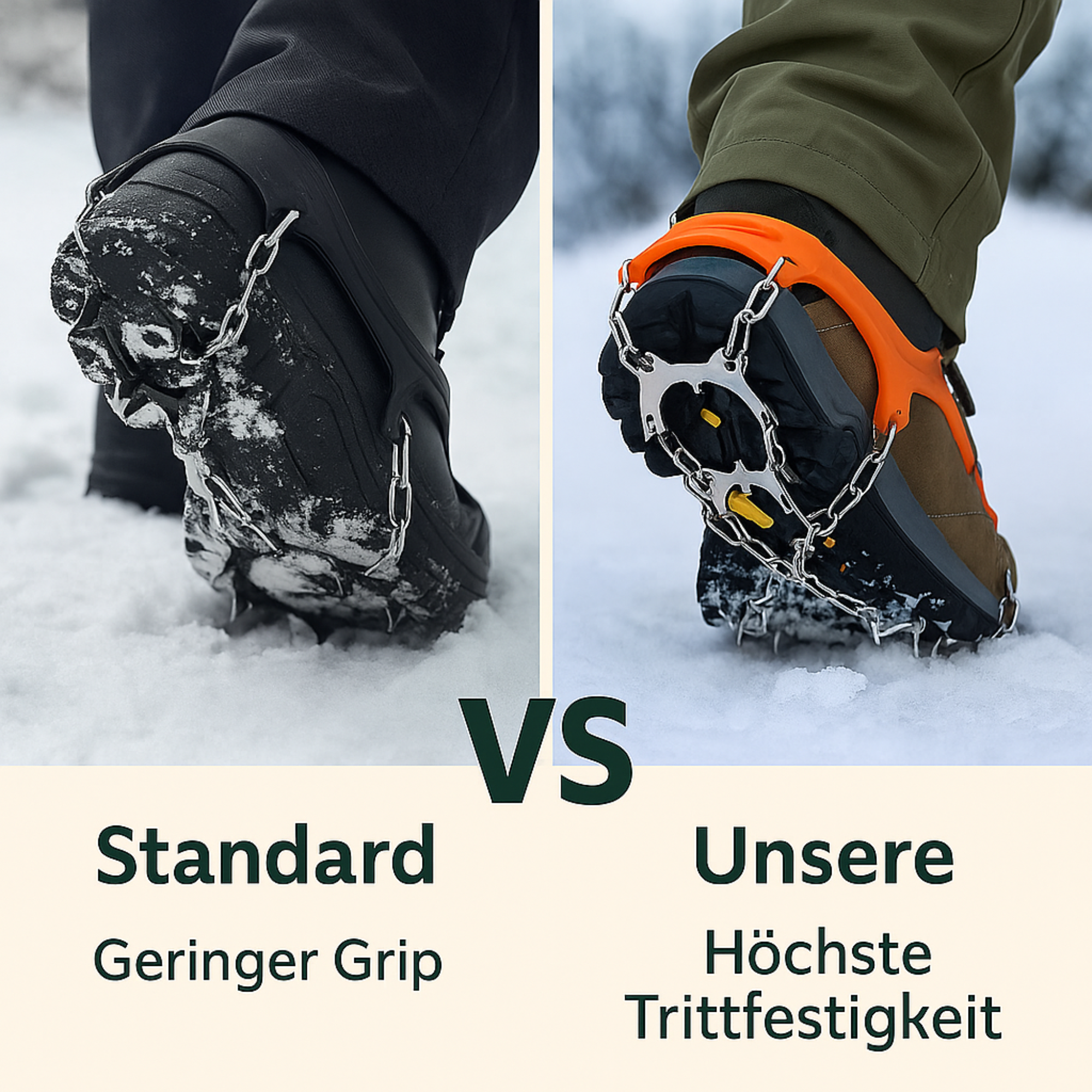 AlpGripp – Grödel Spikes für Schuhe | Rutschfest Manganstahl mit 13 Zacken | Für Wandern & Trekking auf Eis & Schnee