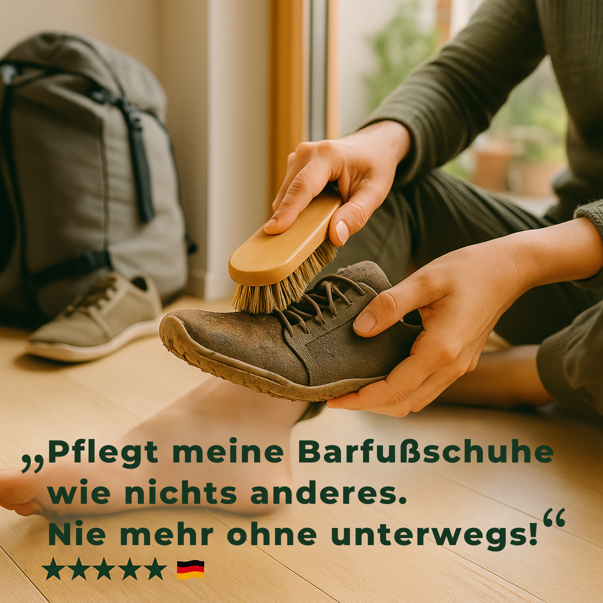 ShoeCare – Schuhbürste Barfußschuhe | Naturborsten Holz schonende Pflege | Reinigung für gesunde, langlebige Barfußschuhe