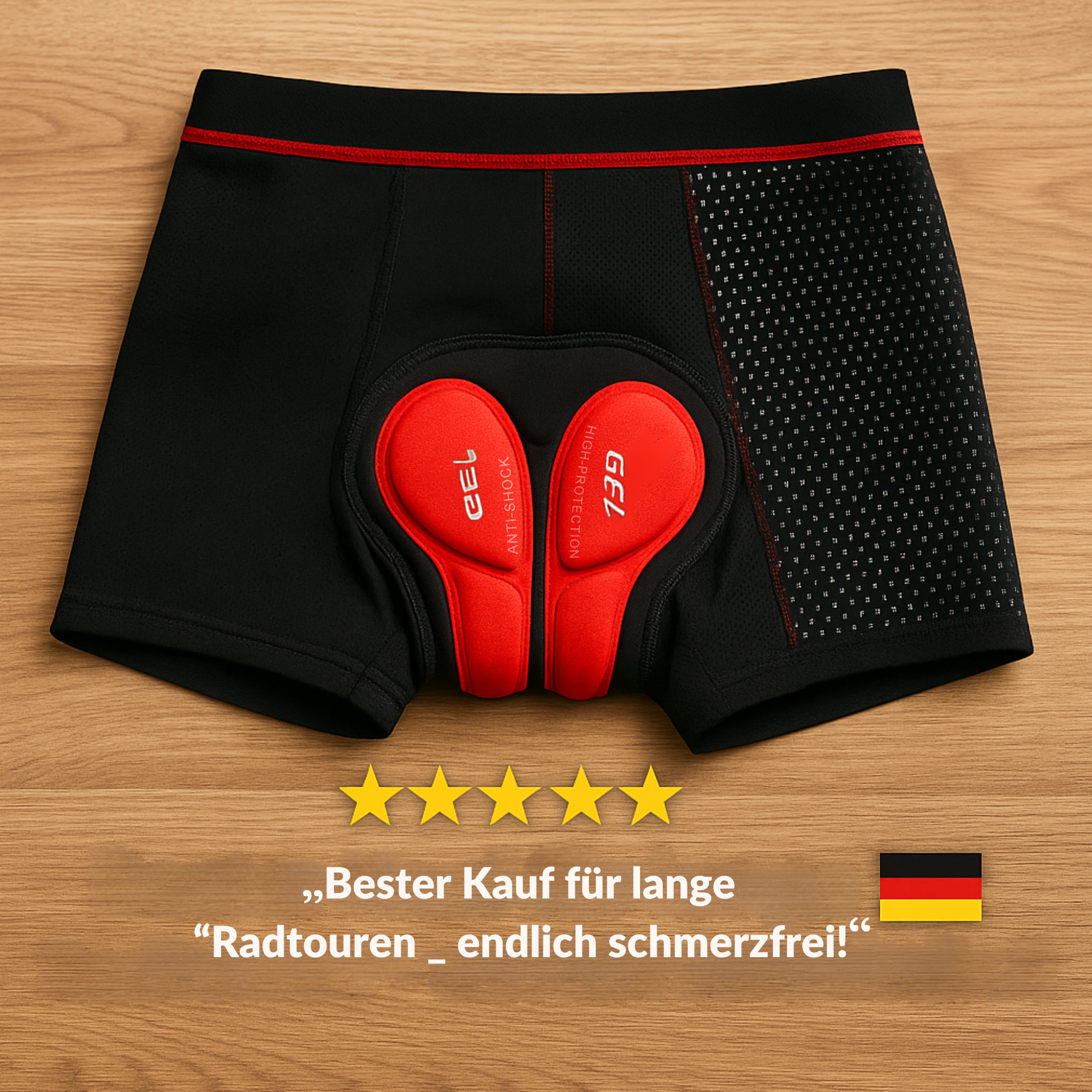 RideRelief – Fahrradhose Herren mit Gelpolster | Stoßdämpfend & atmungsaktiv | Komfort bei langen Radtouren