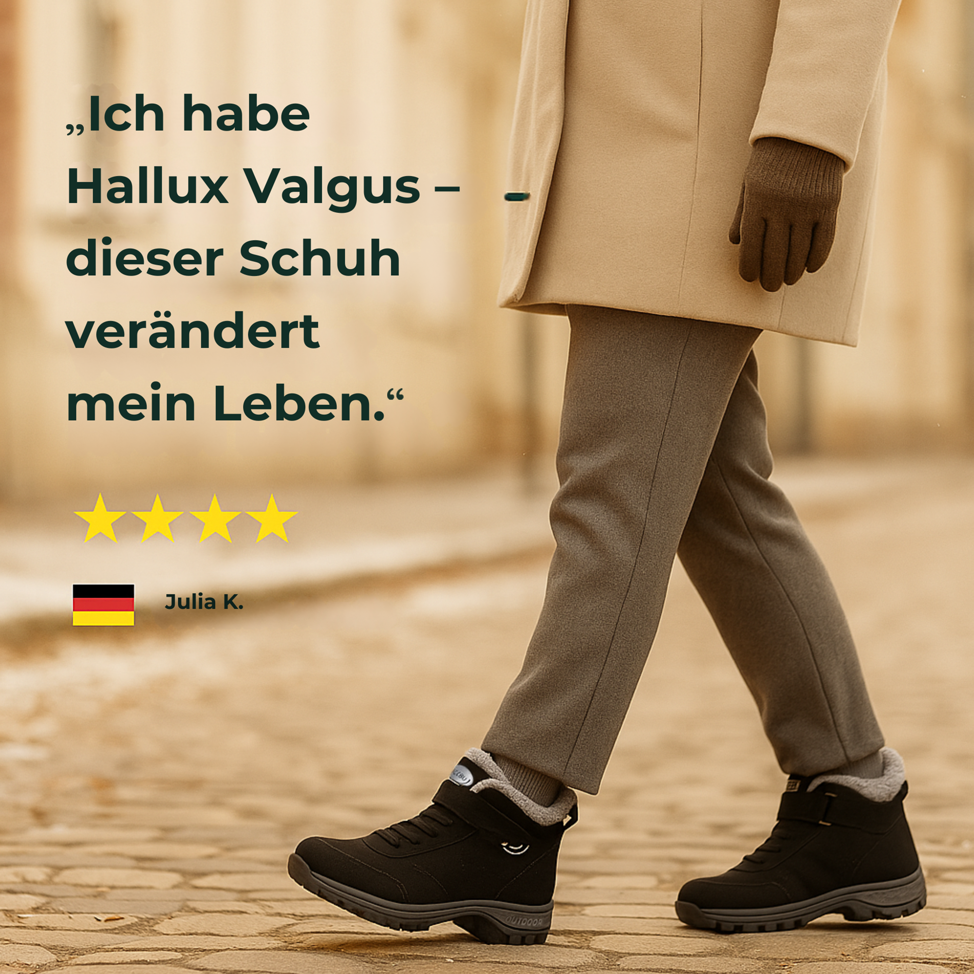 Ortholina – Orthopädischer Winterstiefel Damen & Herren | Rutschfest Gefüttert Klettverschluss | Alltag & Outdoor Komfort