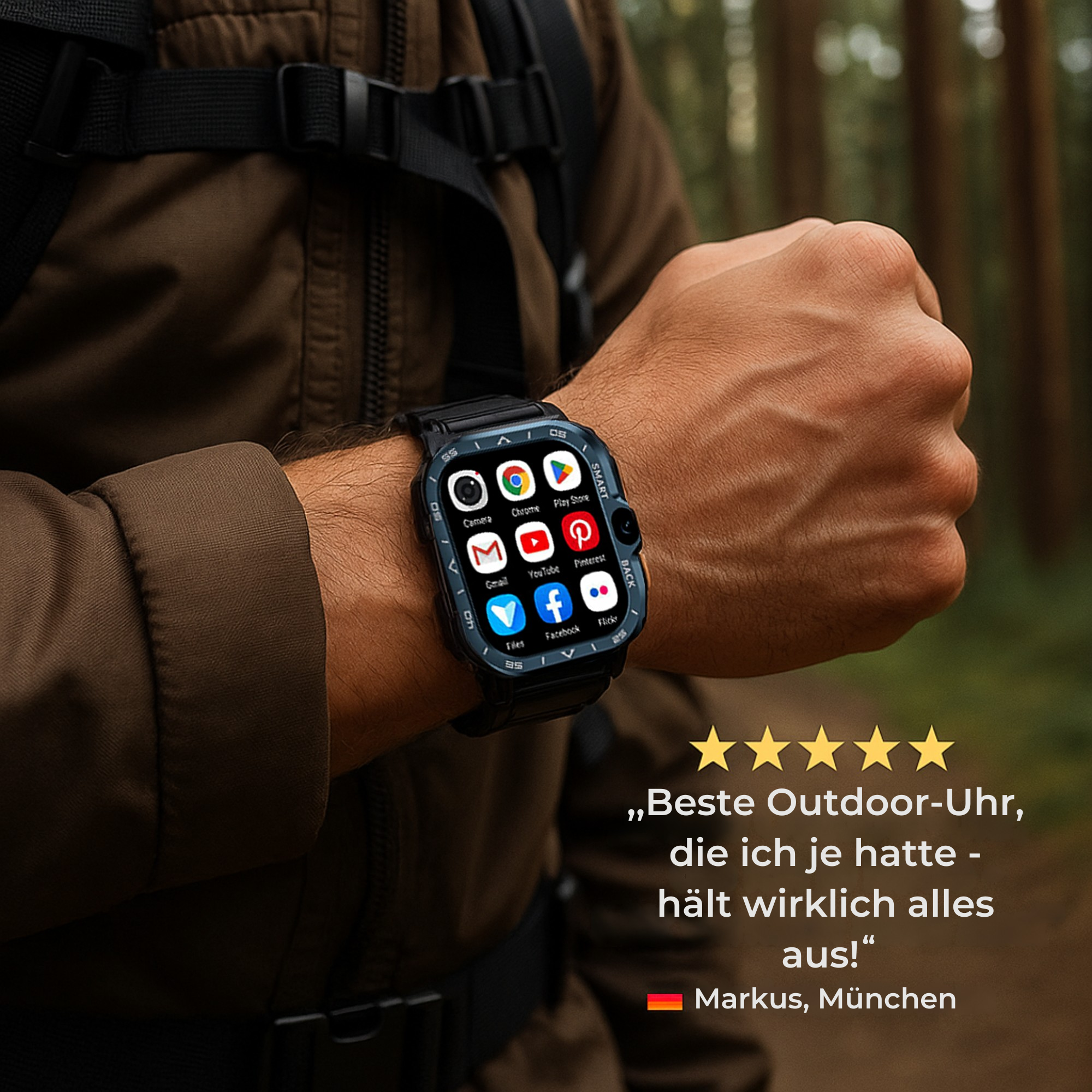 Vextro – SIM Smartwatch | Anruf & Video IP68 stoßfest | Outdoor Arbeit Herren