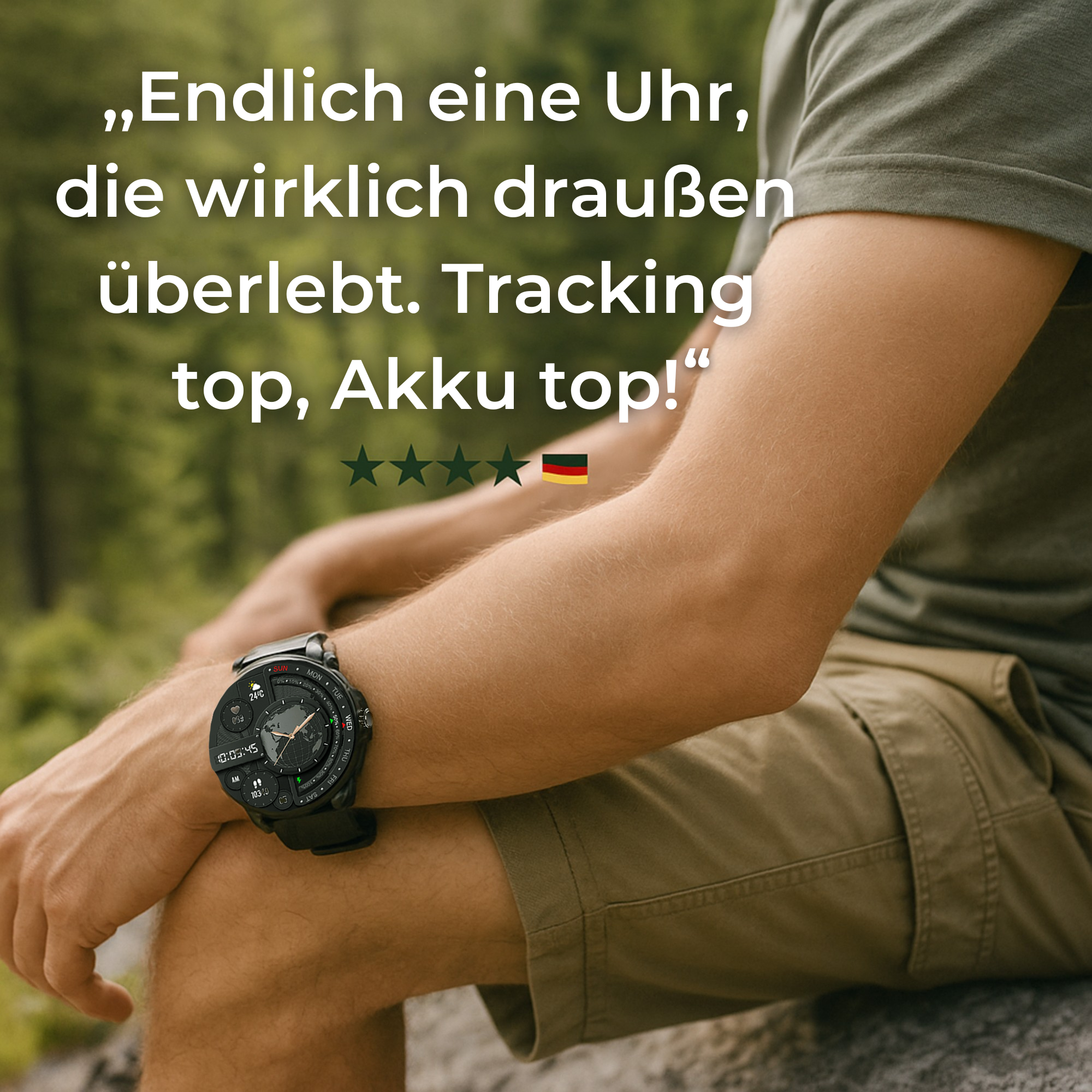 PulseX – Smartwatch robust mit Gesundheitsfunktionen | stoßfest & wasserdicht (IP68) | für Outdoor & Alltag
