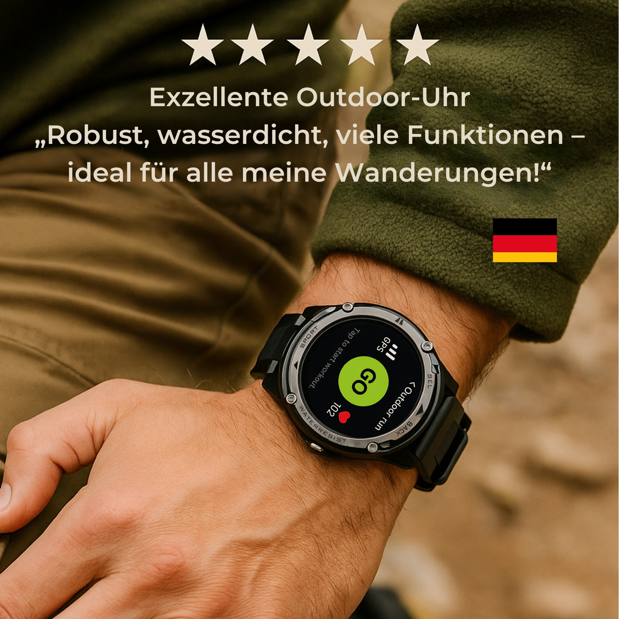 GearPro – GPS Smartwatch wasserdicht | Dual-Band Navigation kratzfest | Outdoor Sport & Alltag