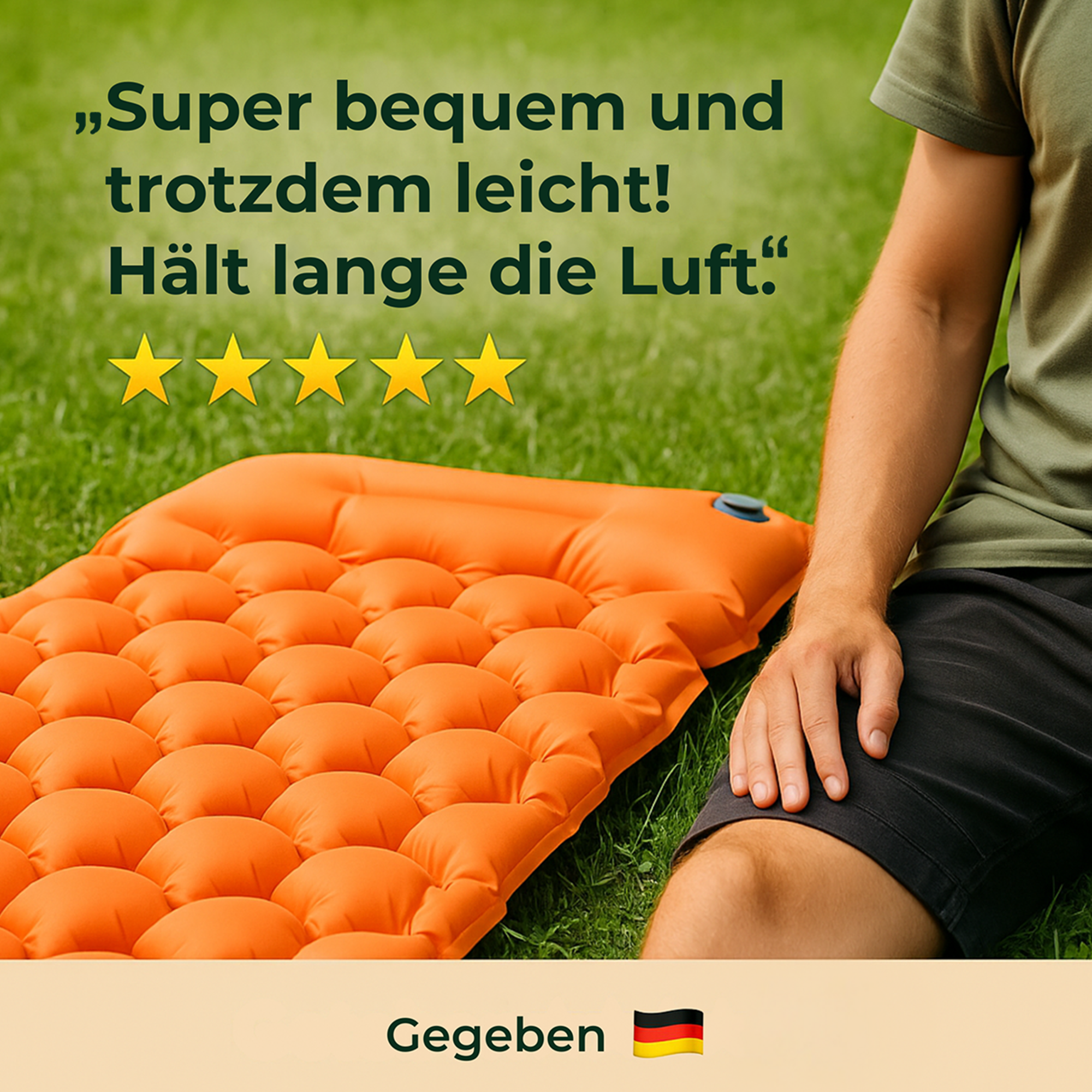 AirEase – selbstaufblasbare Isomatte | 8 cm Komfortdicke wasserfest | ultraleicht & kompakt für Camping & Festival