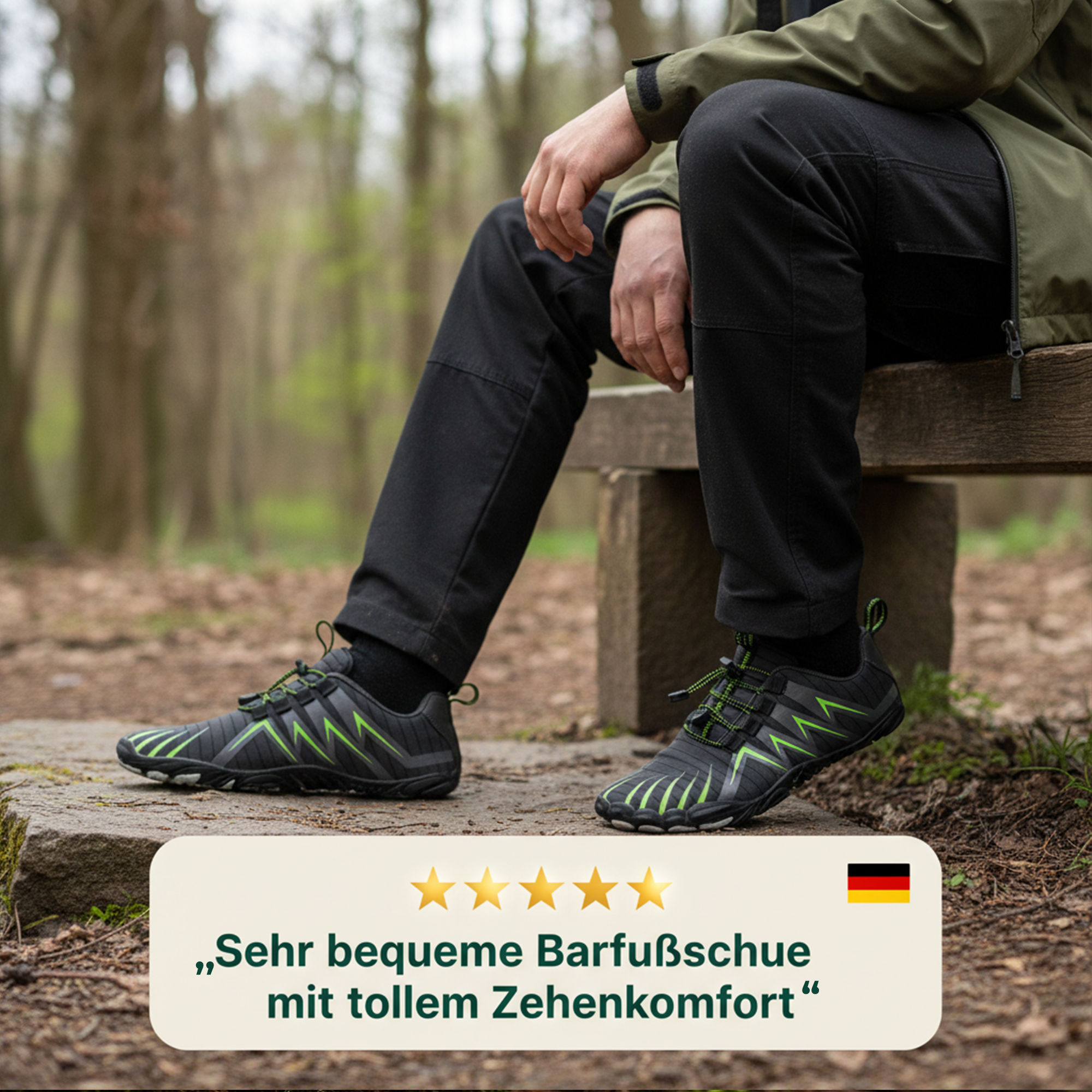 PrimeRun – Barfußschuhe Five-Finger Outdoor Laufschuhe | natürliche Fußmuskulatur stärken rutschfeste Sohle | Trail-Runner