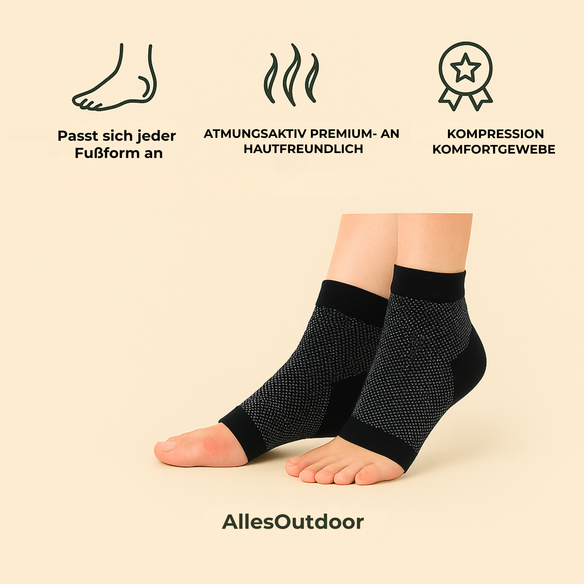 FersenWell – Schmerzlindernde Orthopädische Socken | Kompression & Atmungsaktiv | Für Fersensporn, Plantarfasziitis & Alltag