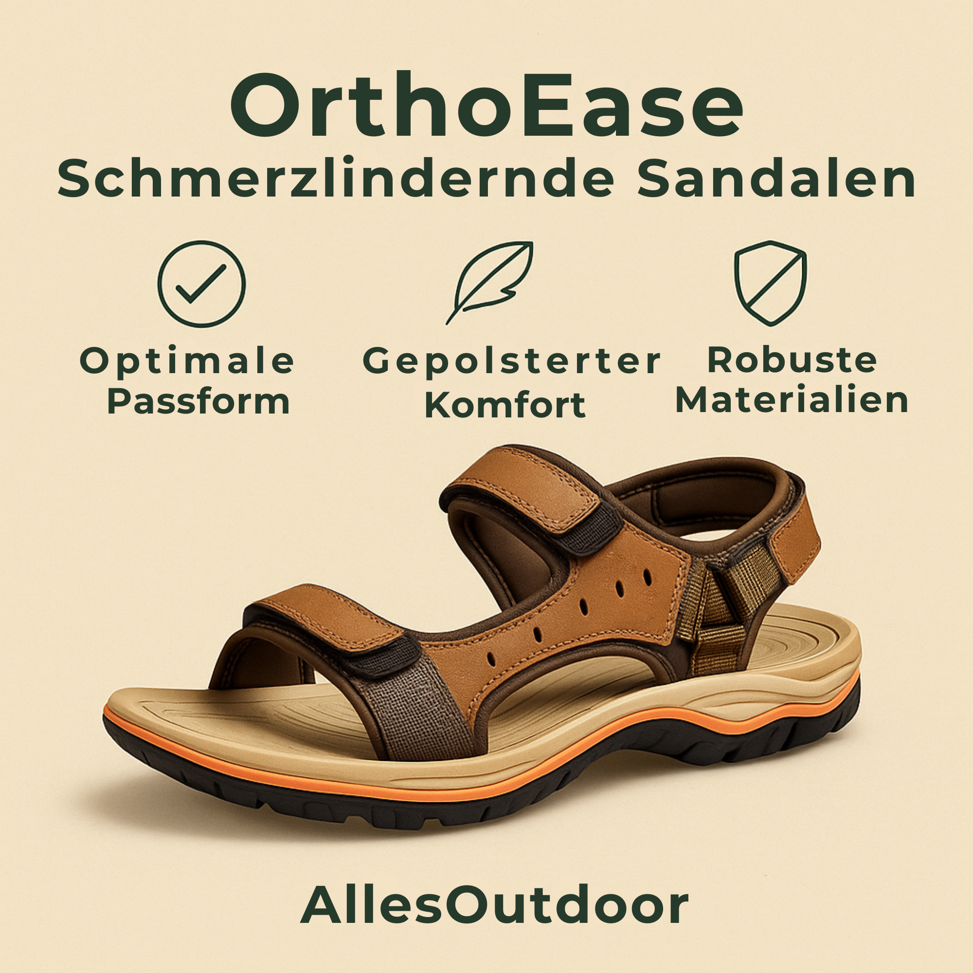 OrthoEase – Schmerzlindernde Sandalen | Extra Dämpfung rutschfeste Sohle | Alltag & Fußgesundheit