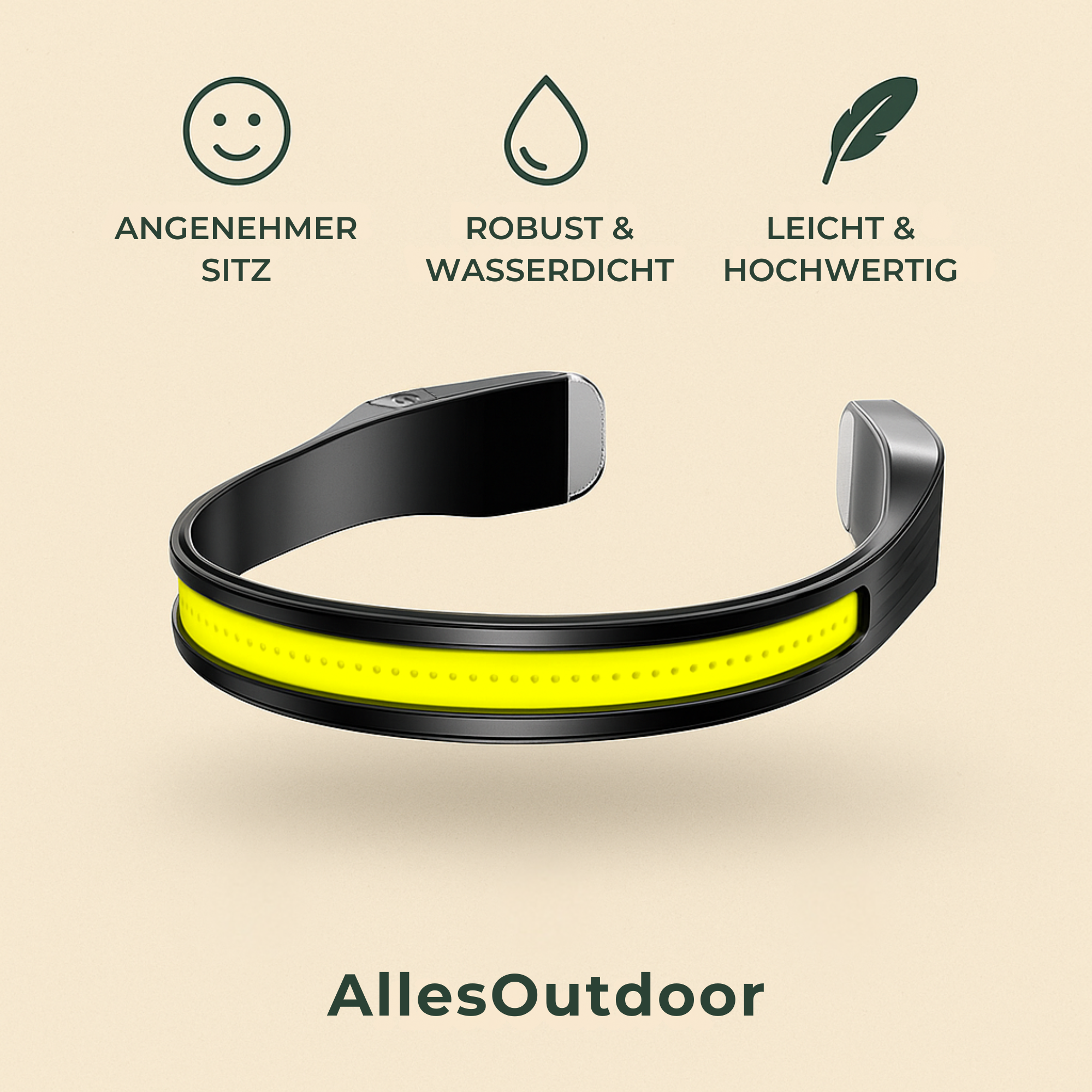 LumiGo – wiederaufladbare Stirnlampe | 230 ° COB-Weitwinkel Wasserdicht | Sicherheit Jogger Wanderer