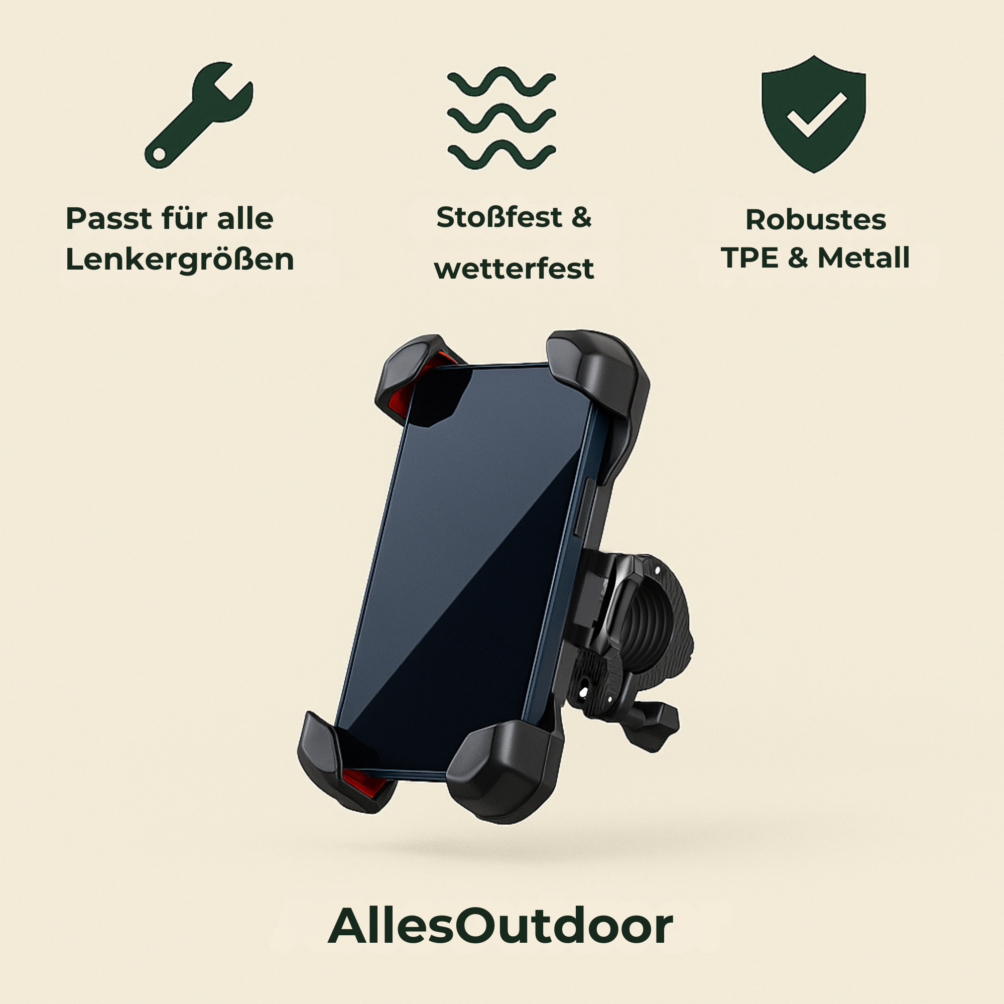 GripMount – Handyhalterung Fahrrad | 360° Drehung Rutschfest Stoßfest | Für Mountainbike & E-Bike Fahrer