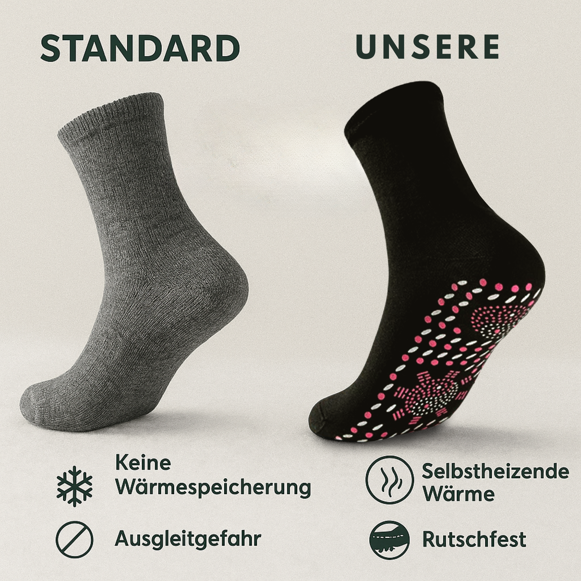 WarmNest – Thermosocken für Damen gegen kalte Füße | Selbstheizend & rutschfest | Für Winter, Zuhause, Schlaf & entspannte Abende